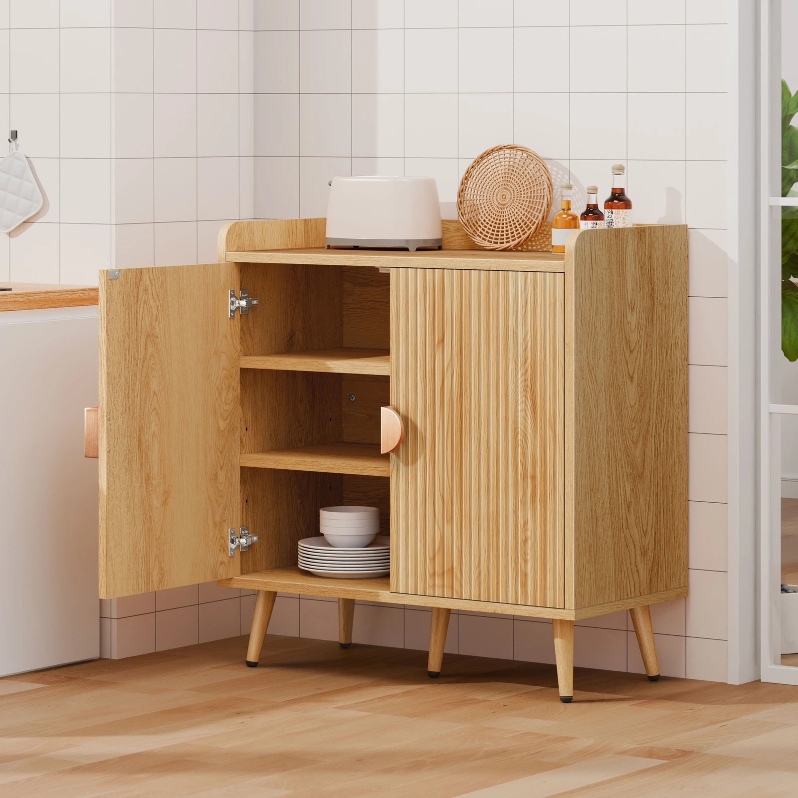 3 Alfordson Buffet Sideboard Cupboard Storage Cabinet Hallway Kitchen - Oak, 3 of 10