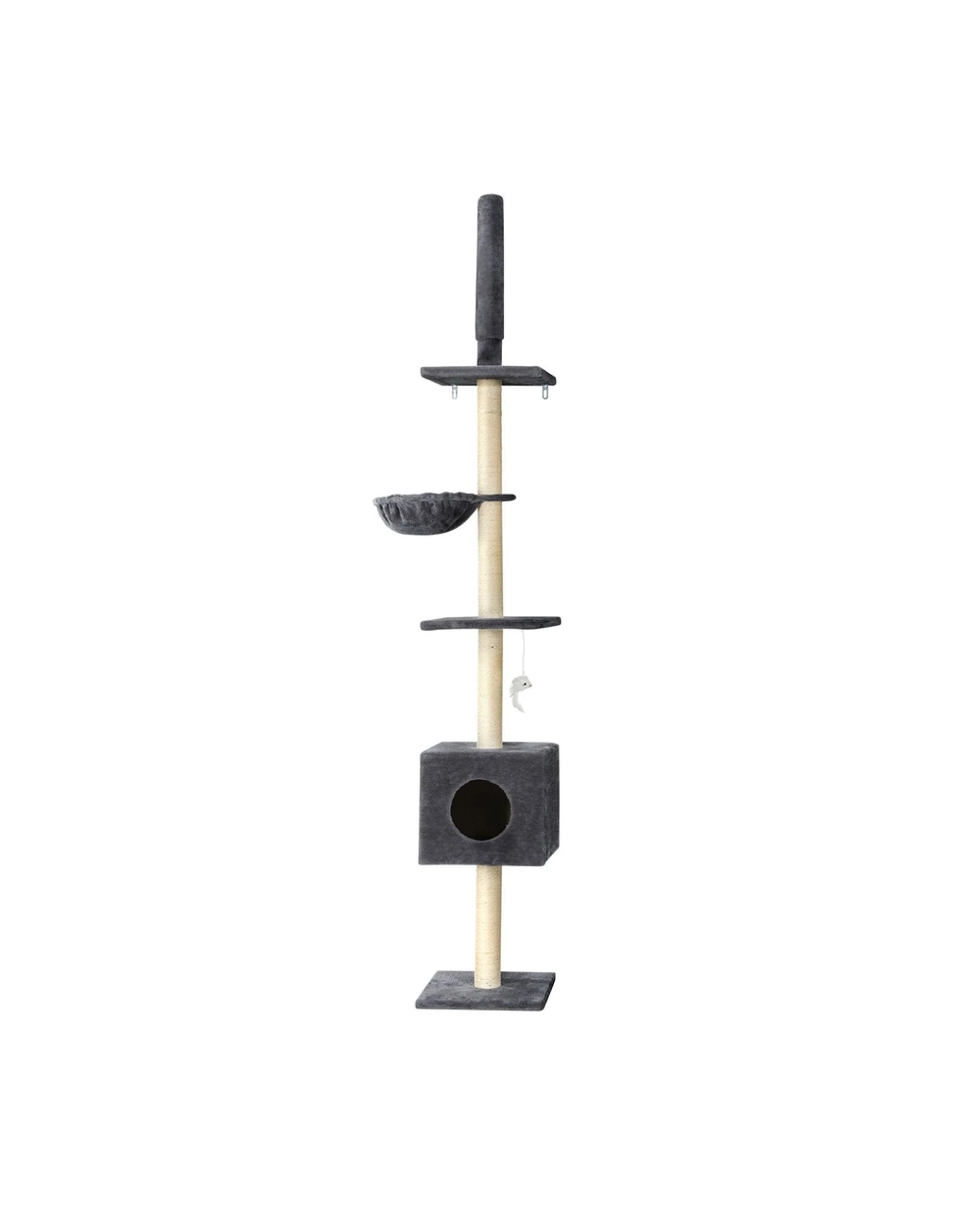 1 I.pet Cat Tree 260cm Tower Scratching Post Scratcher Floor To Ceiling Cats Bed
 - Grey, 1 of 6