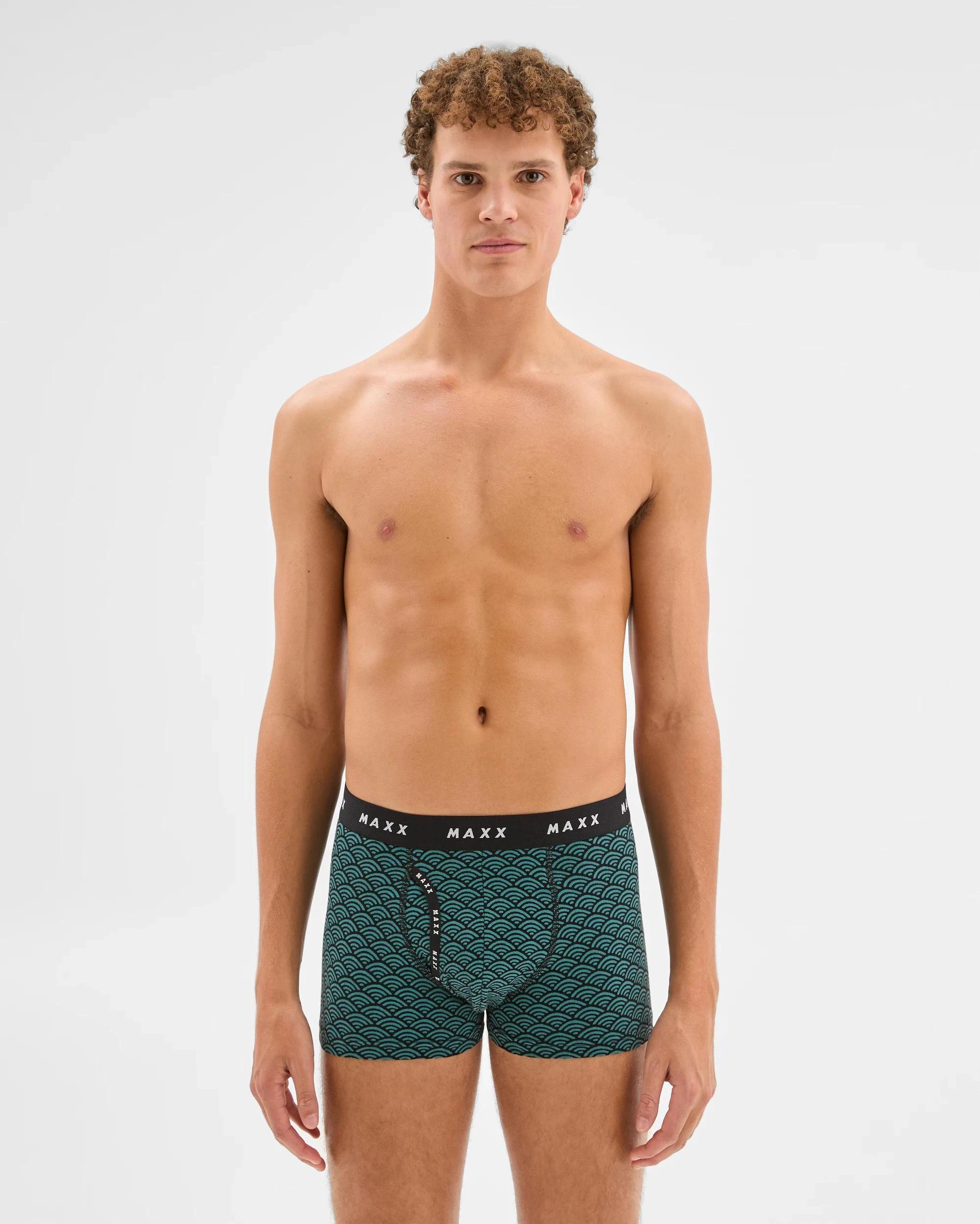 2 Maxx Australian Cotton Blend 3 Pack Mens Flyfront Trunks TEAL, 2 of 4