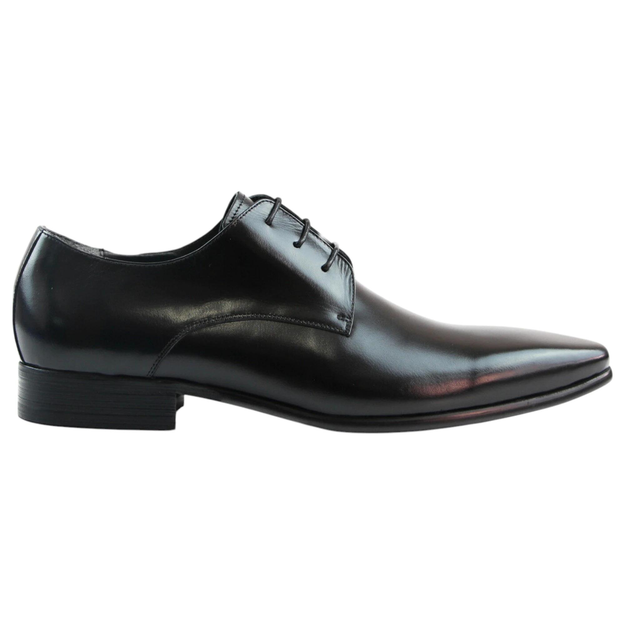 3 Zasel Mens Dennison Leather Dress Lace Up Laces Work Formal Casual Shoes BLACK, 3 of 3