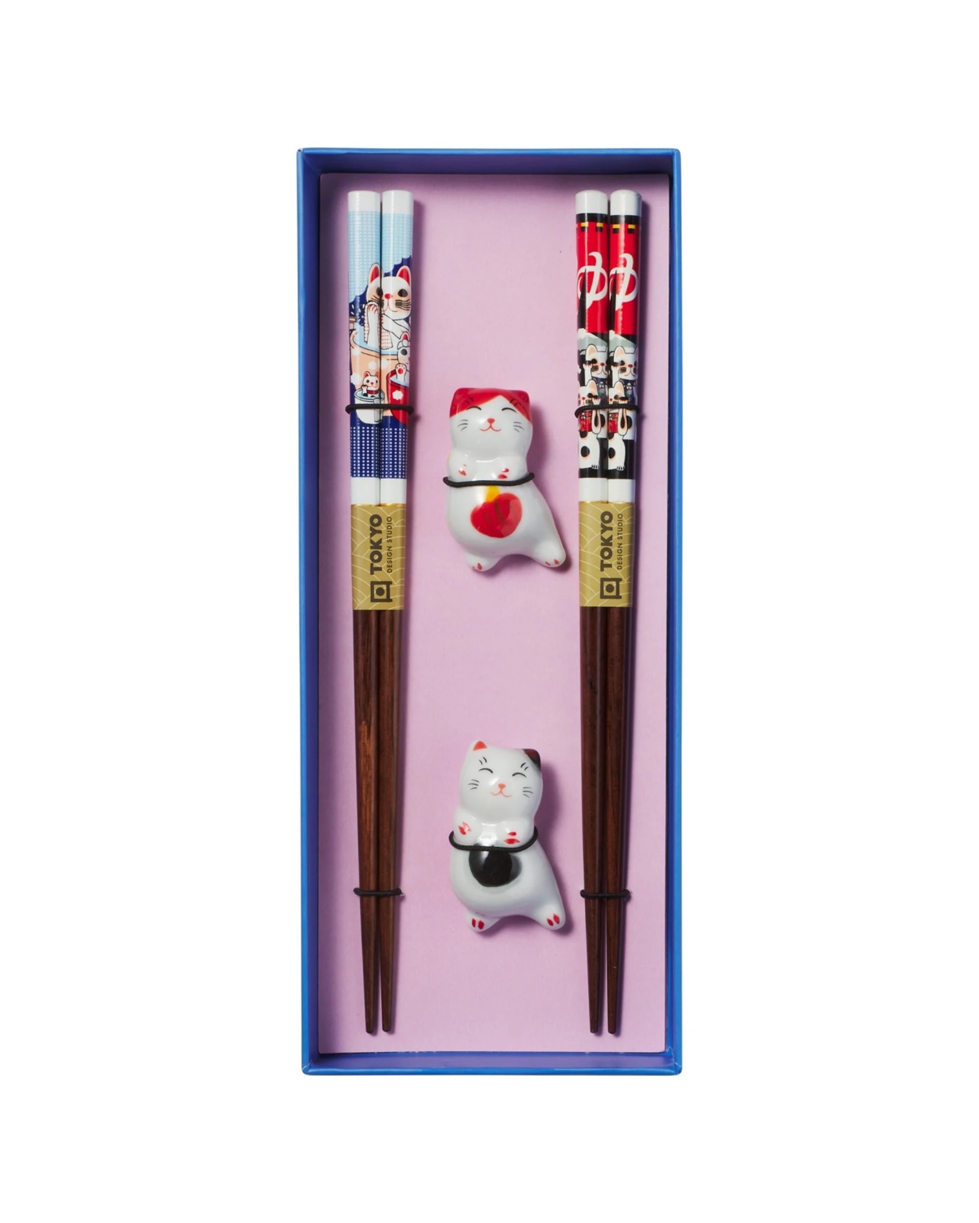 6 Tokyo Design 2x 4pc Chopstick Neko Cat Chopsticks with Rest - Multi, 6 of 6