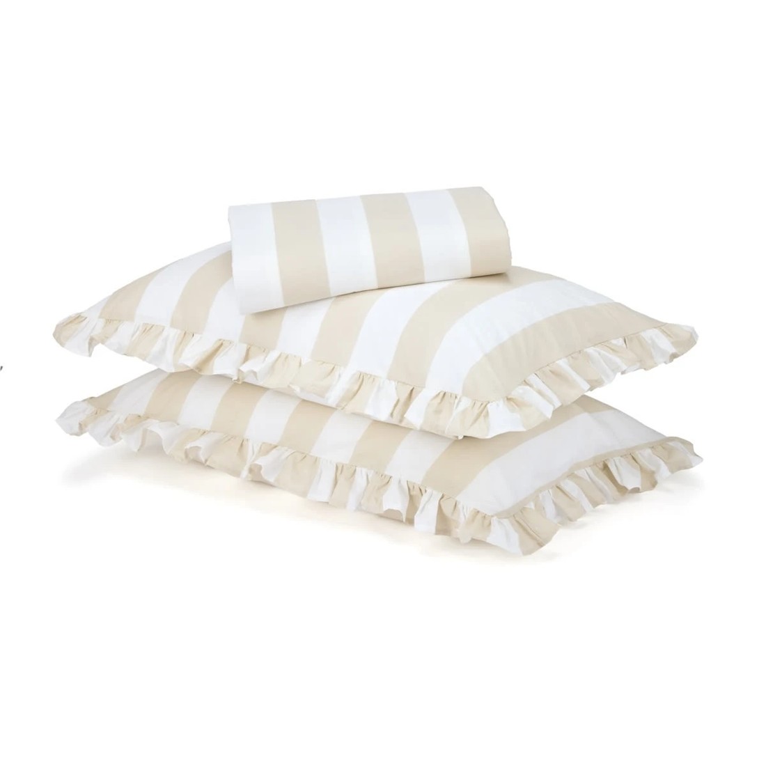 1 250 Thread Count Ruffle Cotton Sheet Set - Queen Bed, Sand, 1 of 7