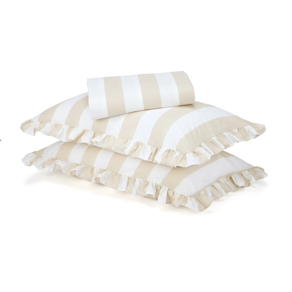 1 250 Thread Count Ruffle Cotton Sheet Set - Queen Bed, Sand, 1 of 7