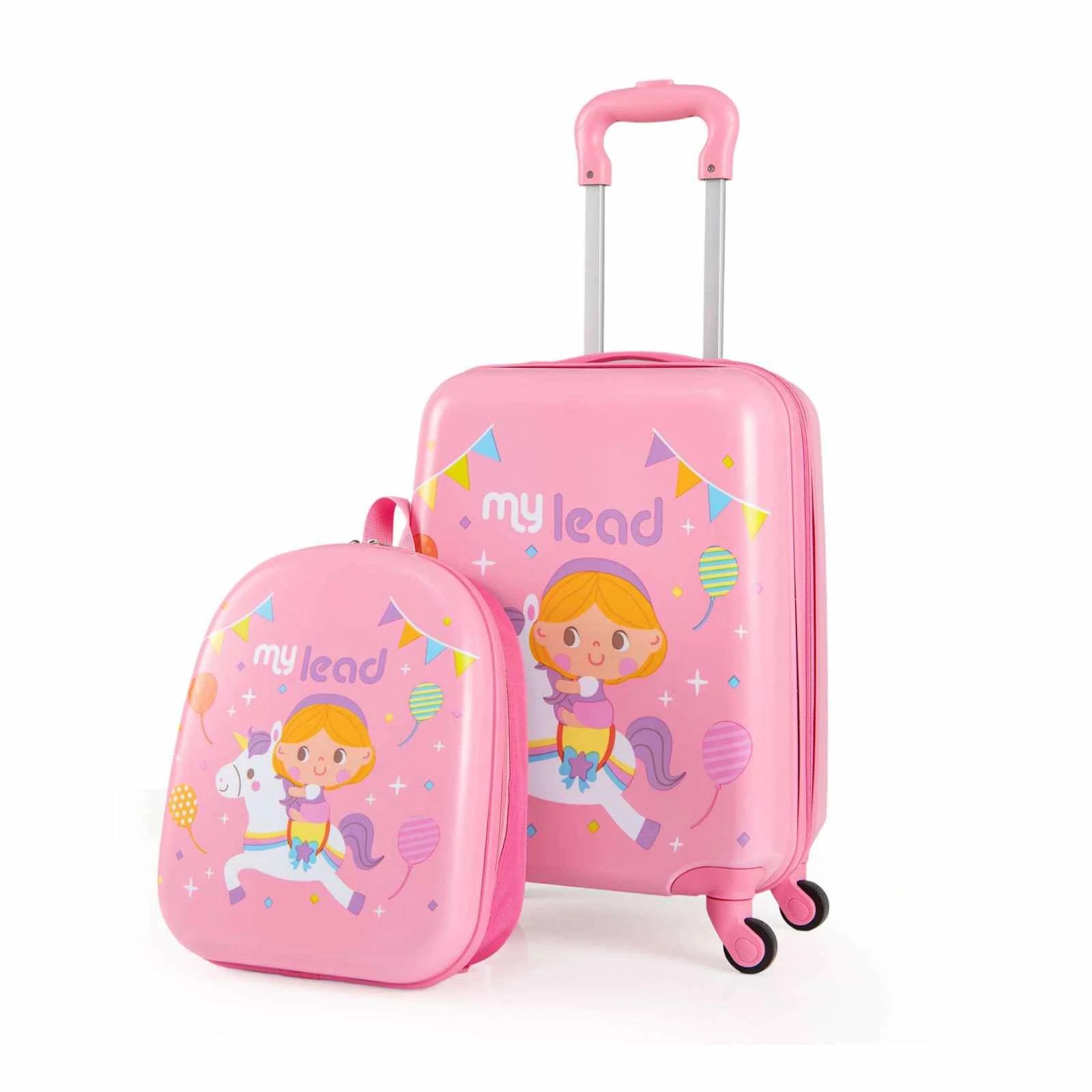 1 Costway 2PCS Hardshell Travel Luggage w/30cm Suitcase & 29cm Backpack - Pink, 1 of 1