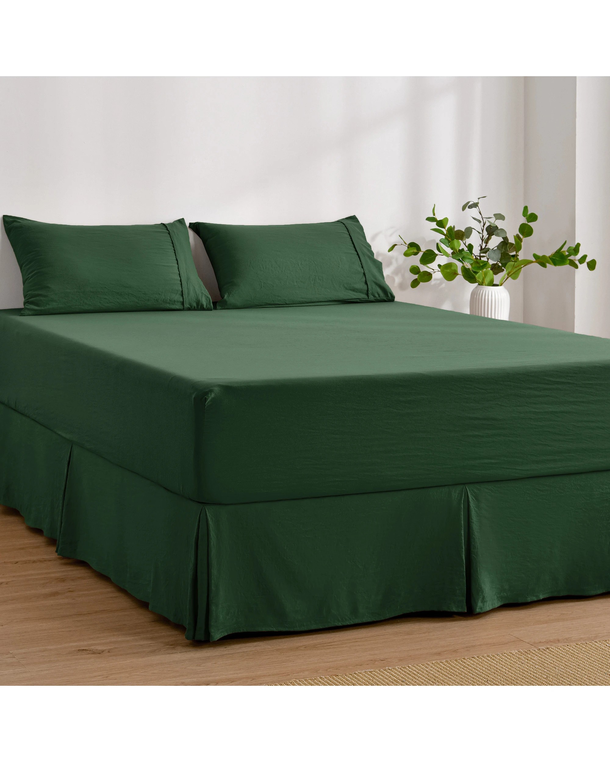 3 Dreamaker Superfine Washed Microfibre Pleated Valance - King Bed - Hunter Green, 3 of 9