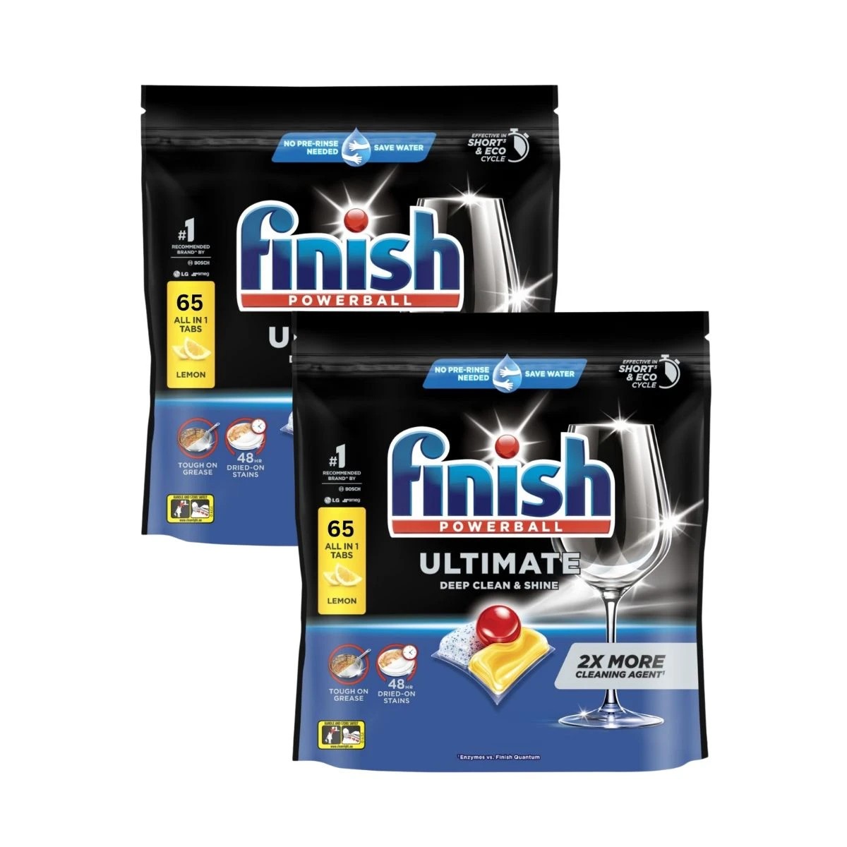 1 Finish Ultimate Deep Clean & Shine Dishwasher Tablets Lemon 65'Sx2, 1 of 1