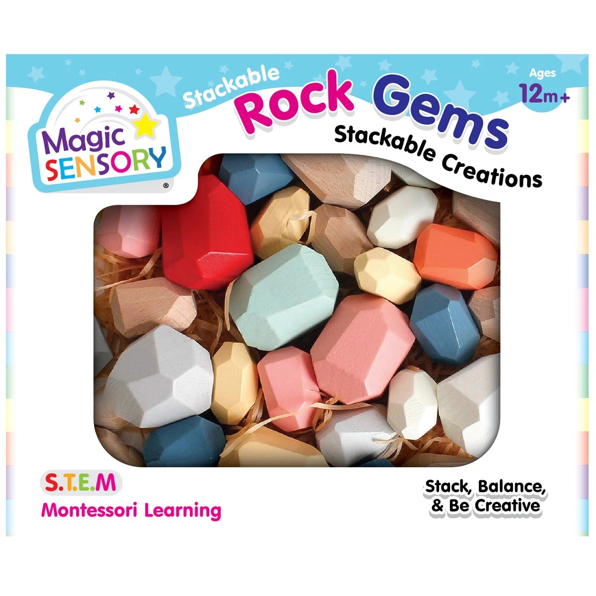 1 Magic Sensory 36 Piece Wooden Balancing & Stacking Stones, 1 of 5