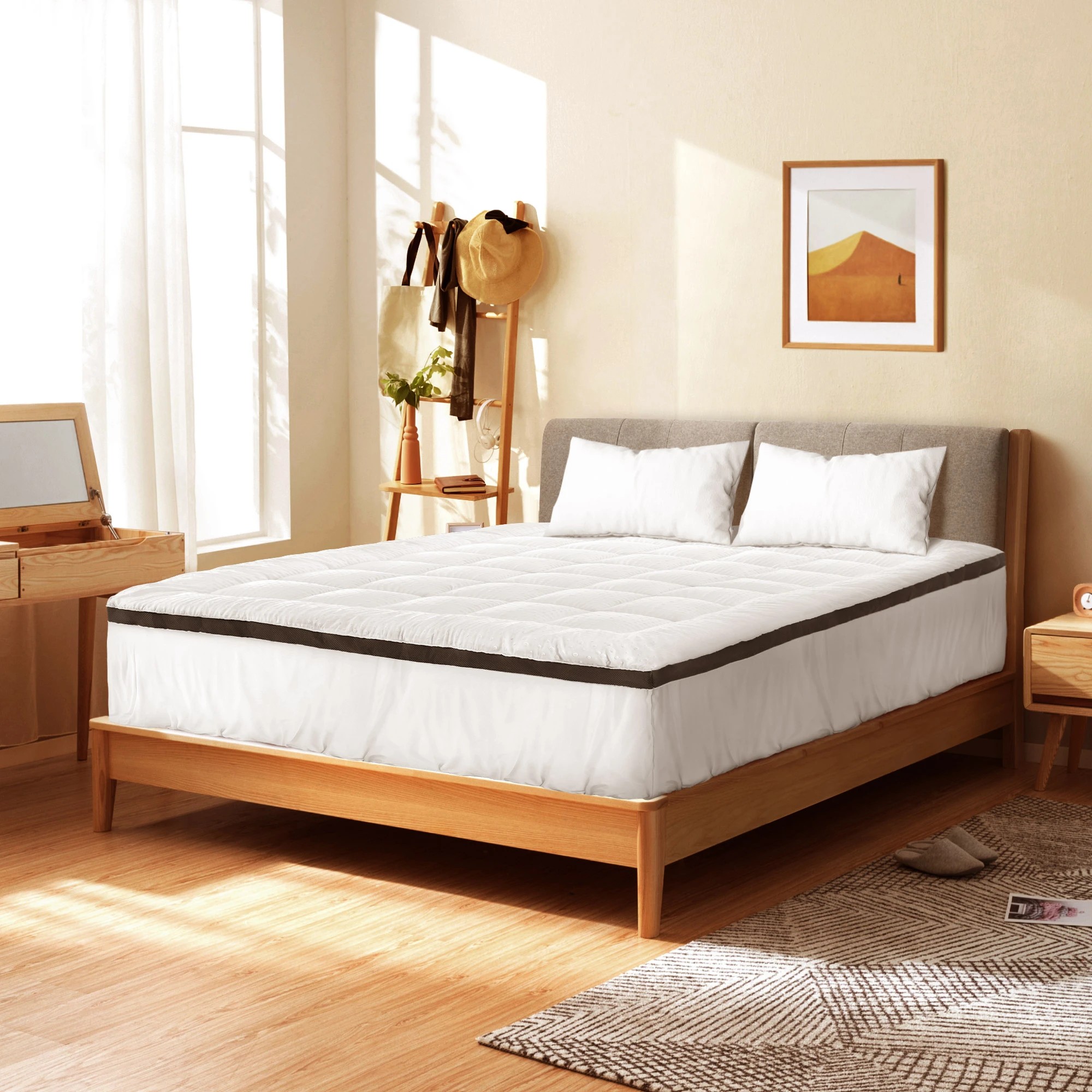 3 Bedra Bedding Mattress Topper Double Pillowtop 3D BUBBLE Airflow - White, 3 of 7