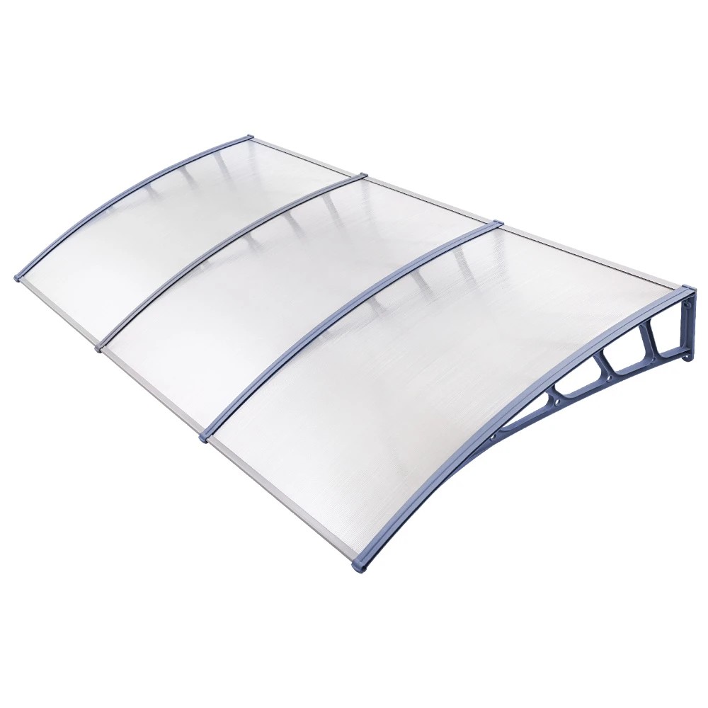 1 Instahut Window Door Awning Canopy 1.5mx3m Transparent Sheet  Plastic Frame - Clear, 1 of 6
