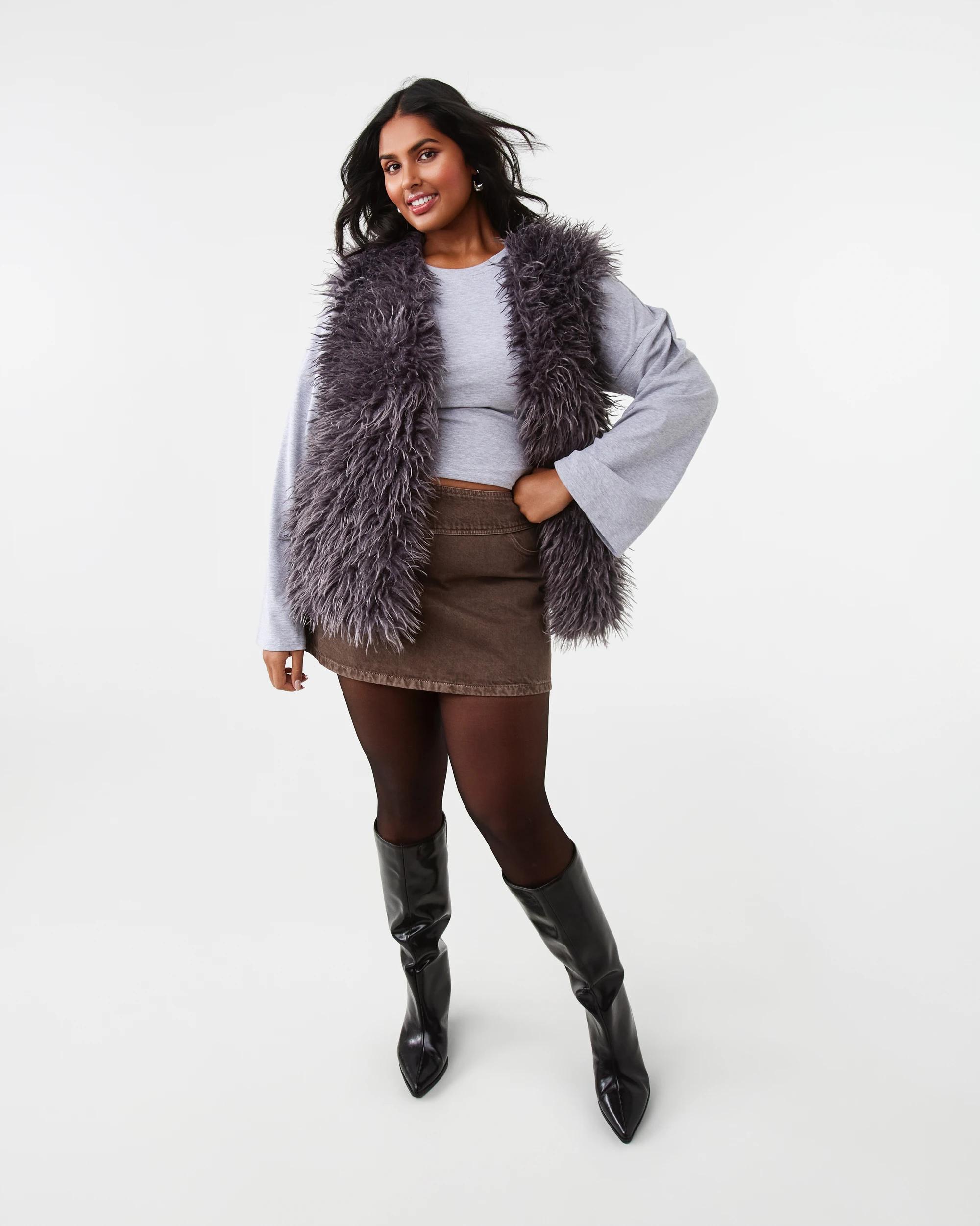 4 Faux Fur Vest Grey Fur, 4 of 9