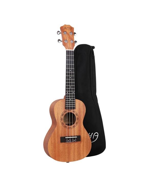 Alpha 23" Ukulele Mahogany Concert Beginner Gift w/ Carry Bag - Natural