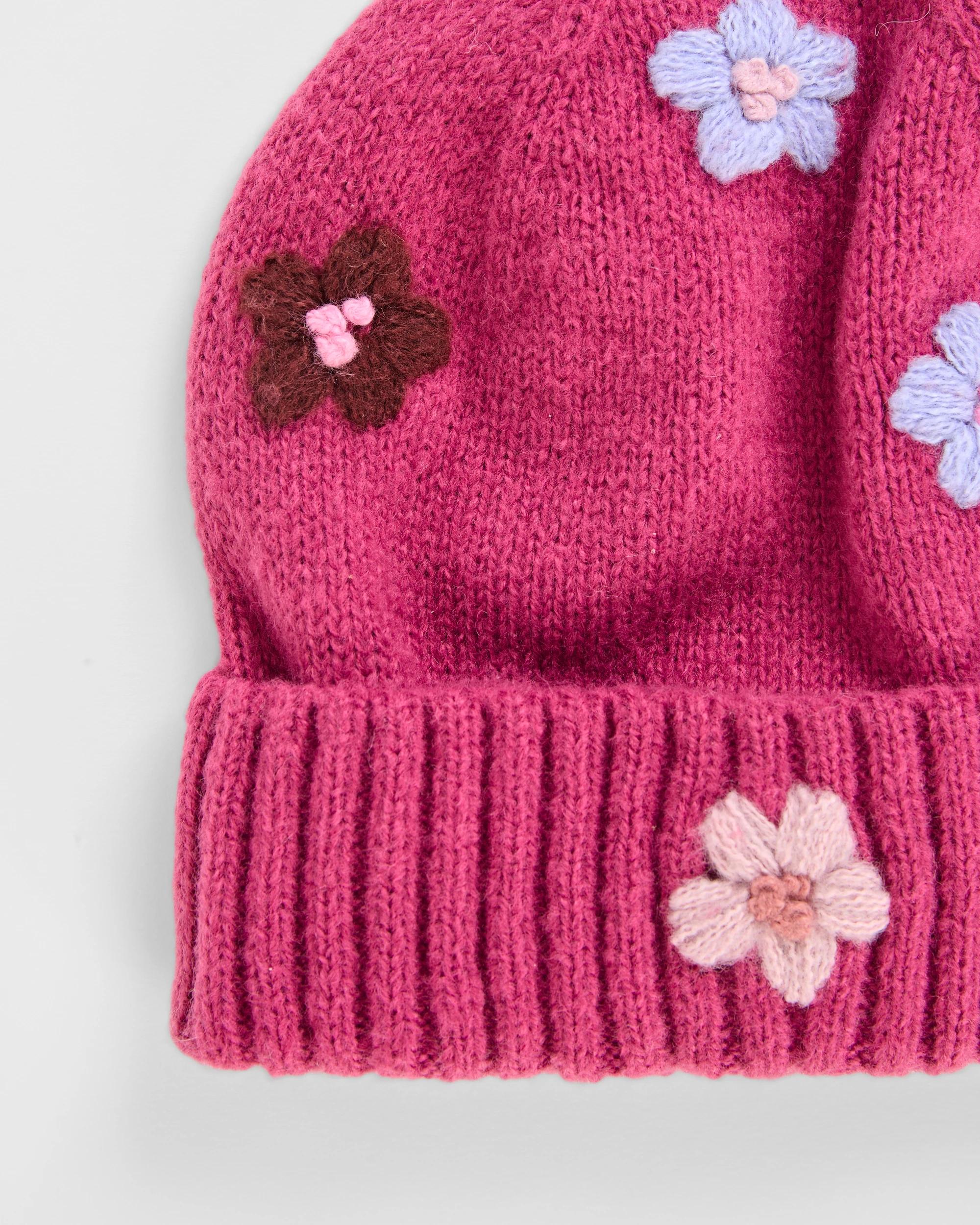 2 Target Kids Flower Applique Beanie PINK MARLE, 2 of 2