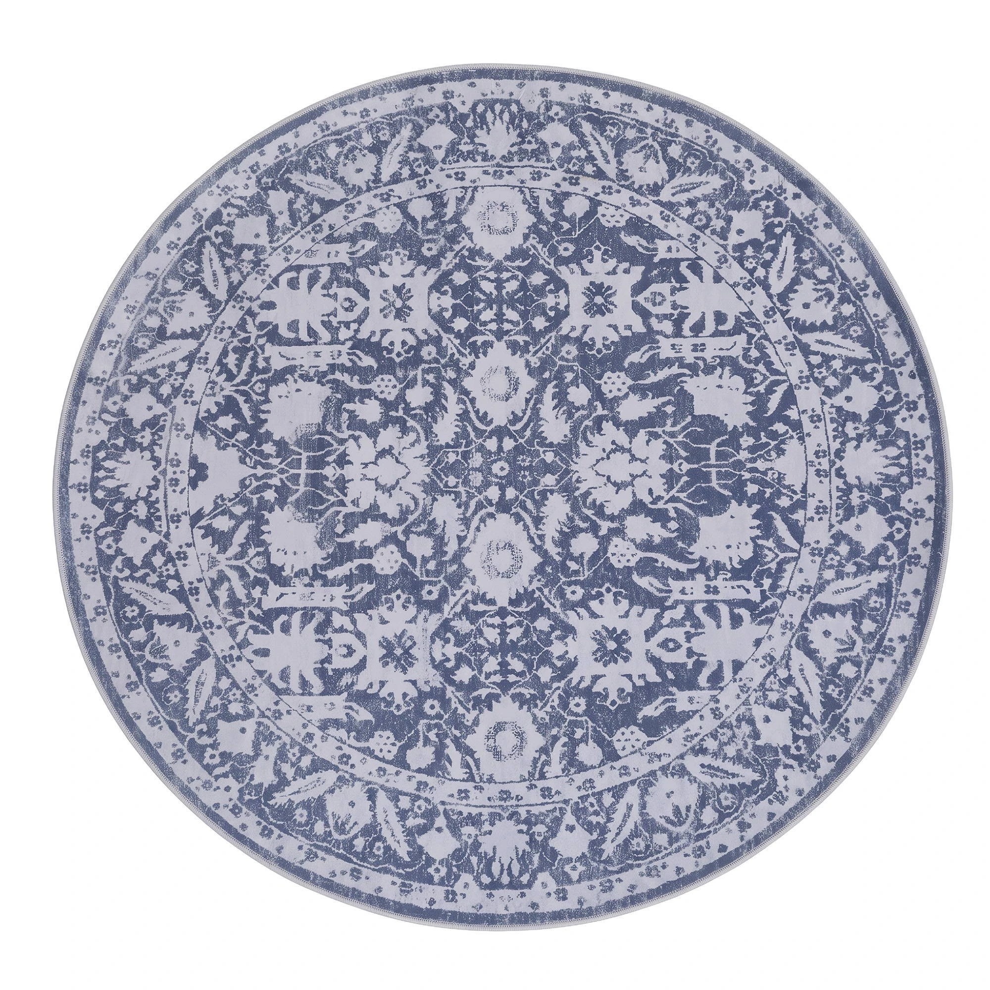 3 Artiss 120 cm Living Room Round Area Rug Non-Slip Washable Water-repellent - Grey, 3 of 9