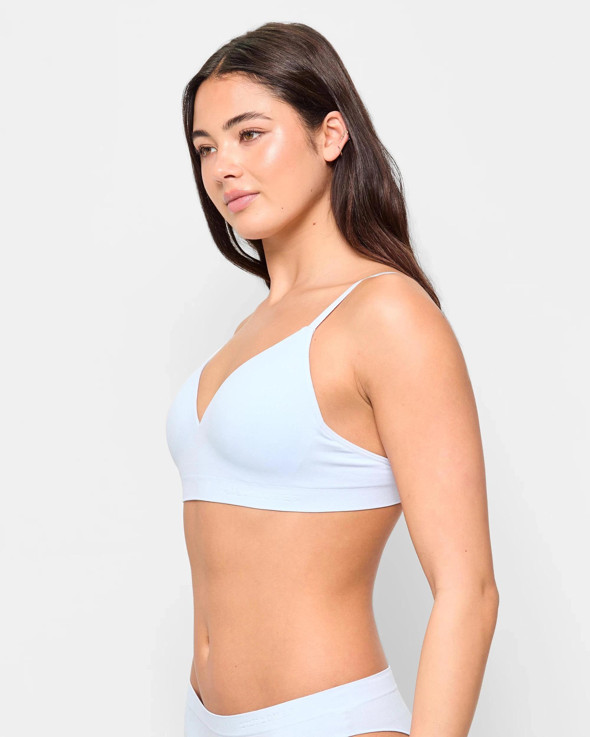 3 Seamfree Embossed Wirefree T-Shirt Crop Bra - Lily Loves HEATHER BLUE, 3 of 4