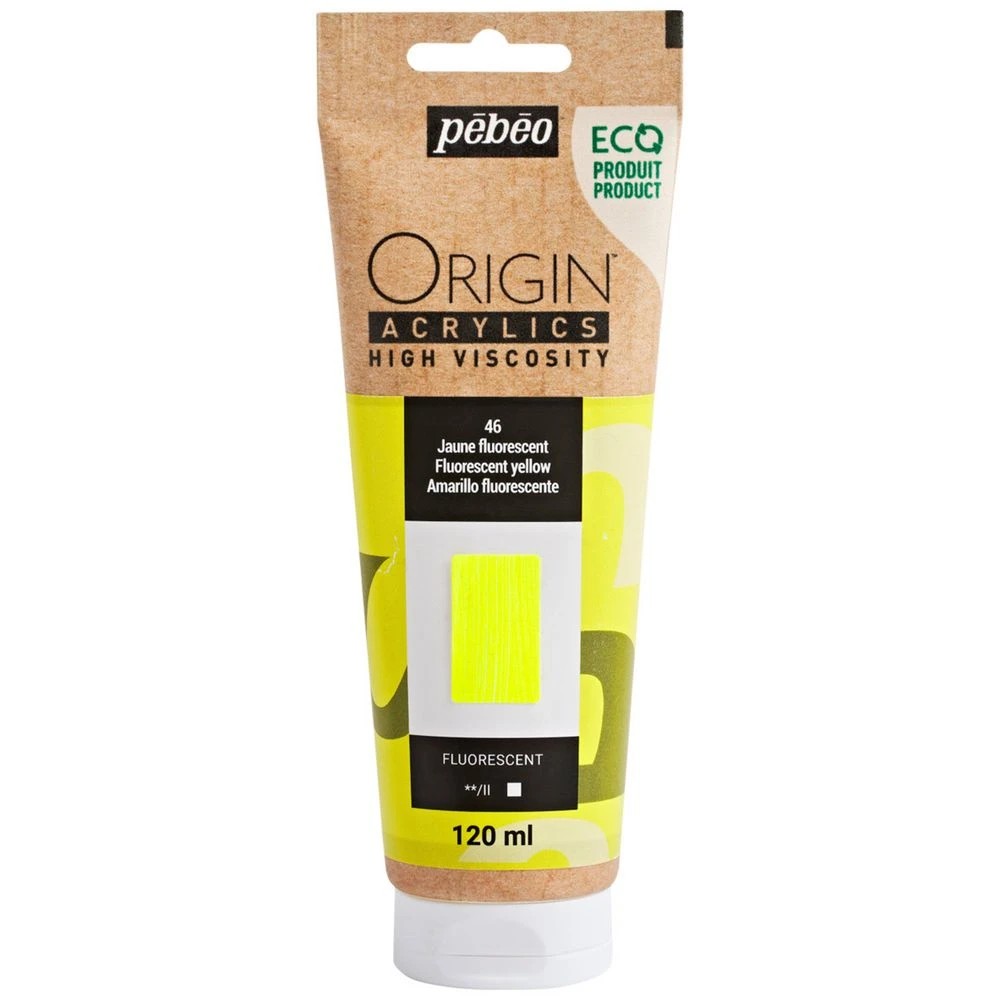1 Pebeo Origin Acrylic Paint 120mL Fluorescent Yellow, 1 of 2