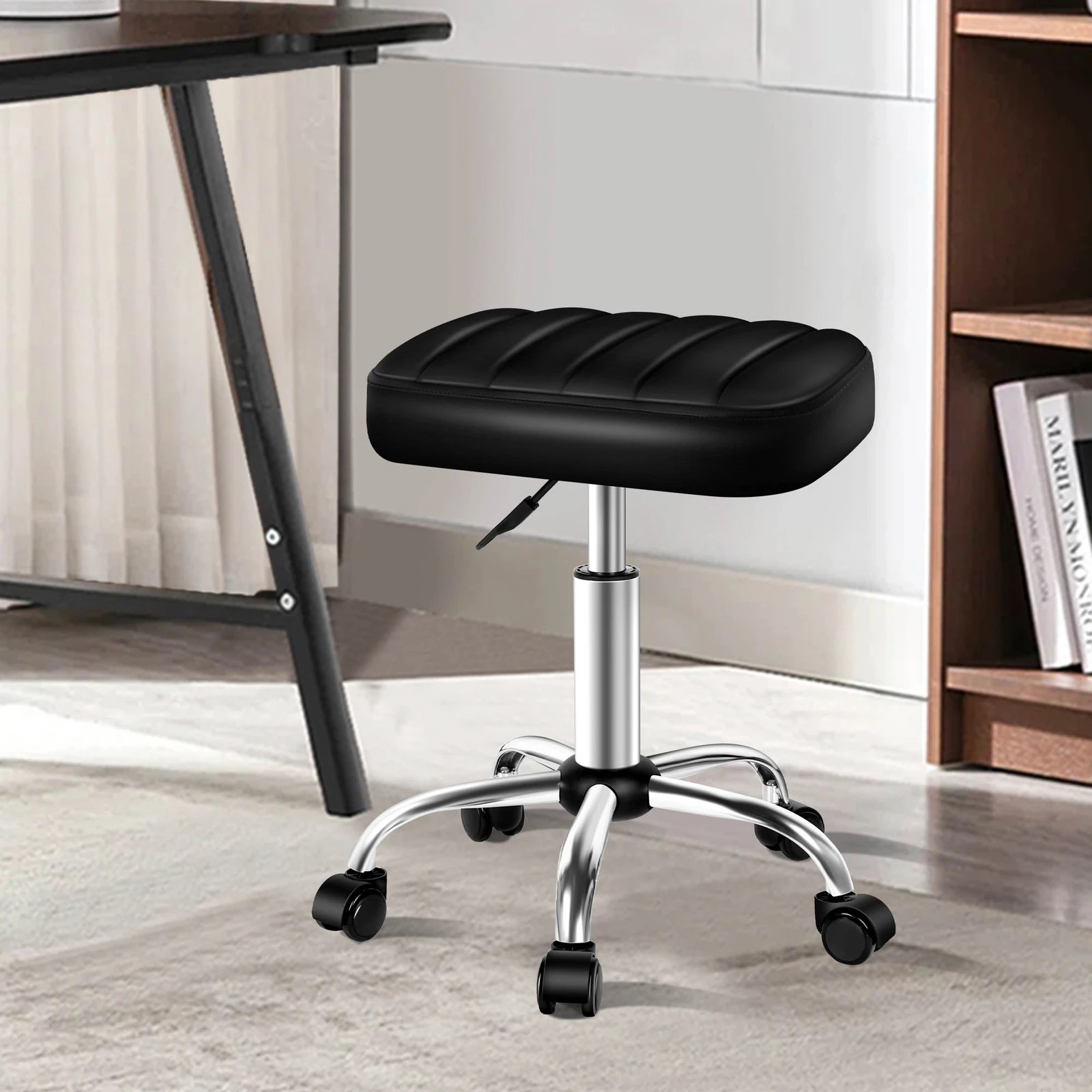6 Alfordson Salon Stool Square Swivel Barber Hair Dress Chair Lina - Black, 6 of 9