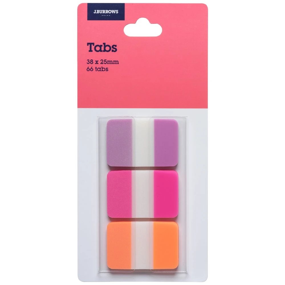 1 J.Burrows Tabs 25x38mm Purple/Pink/Orange 3 Pack, 1 of 3