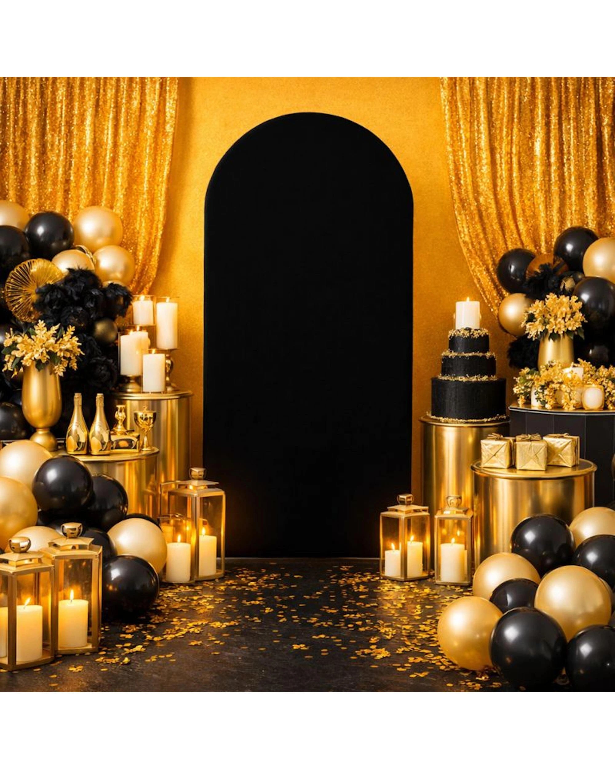 1 Party Maker Arch Stand Backdrop Cover - Black, 1 of 3