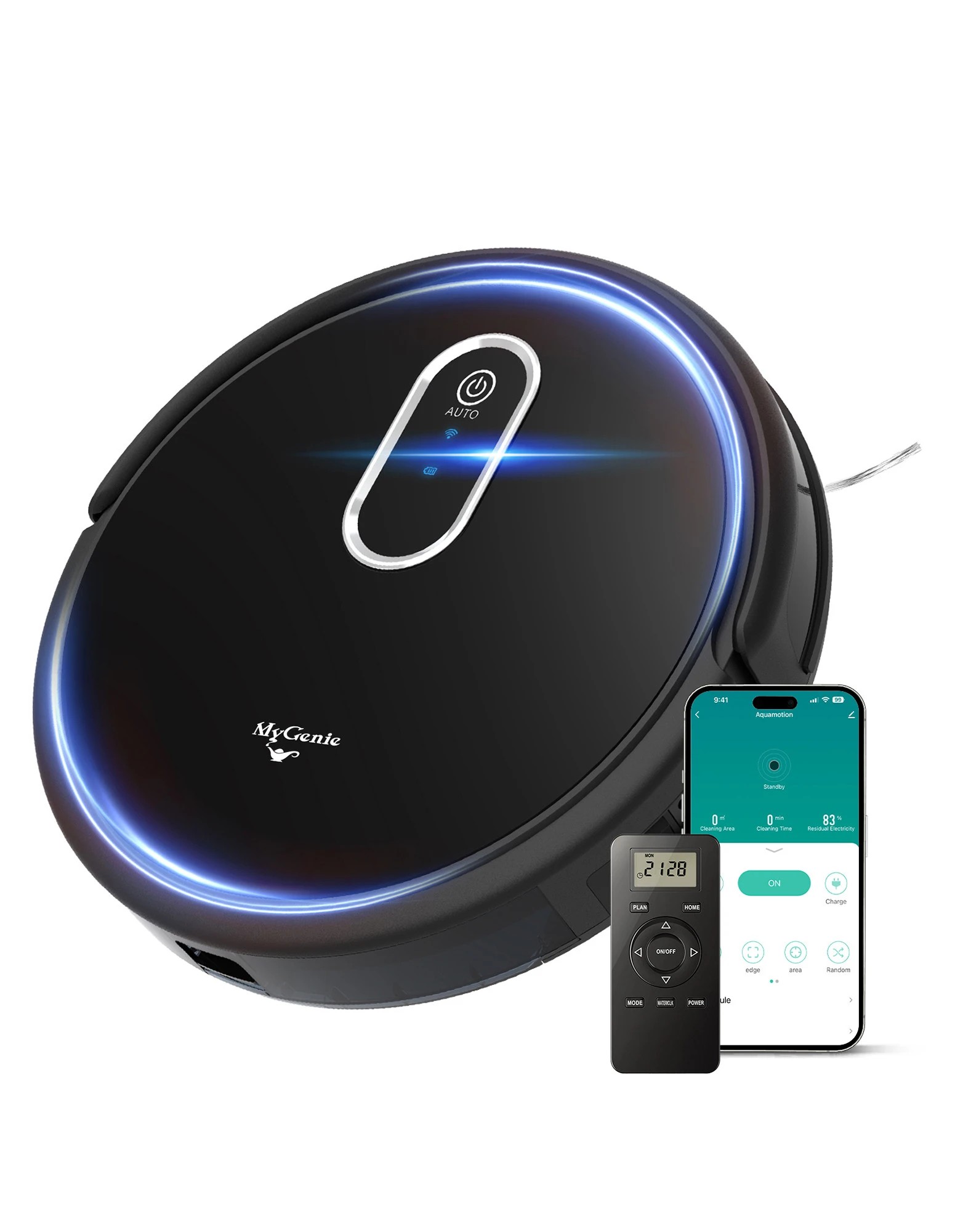 1 MyGenie Hydraclean Robotic Vacuum and Mop - Black, 1 of 10