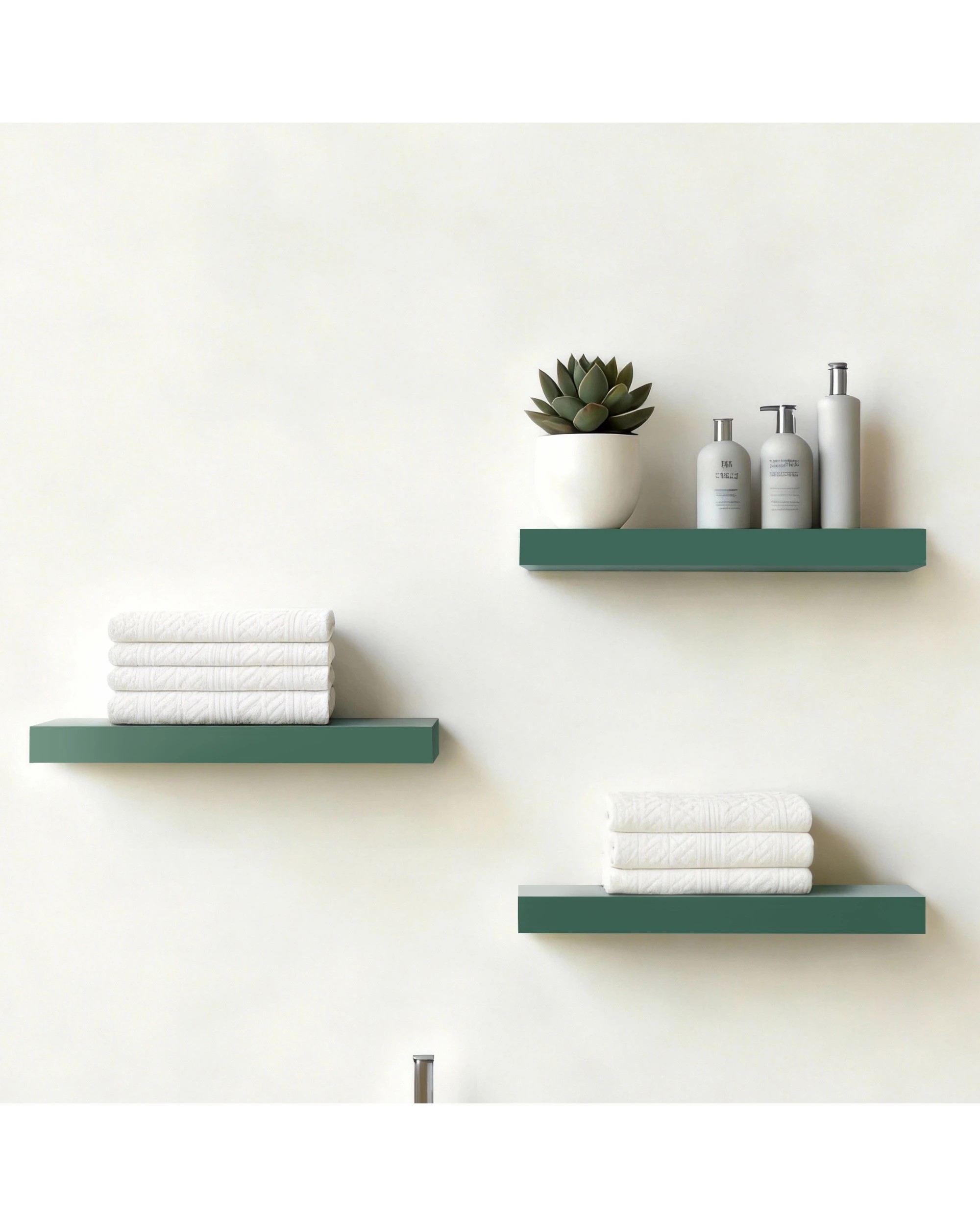 1 Takara Seiso Floating Wall Shelves Display Rack (Set of 3) Medium 60cm - Green, 1 of 9