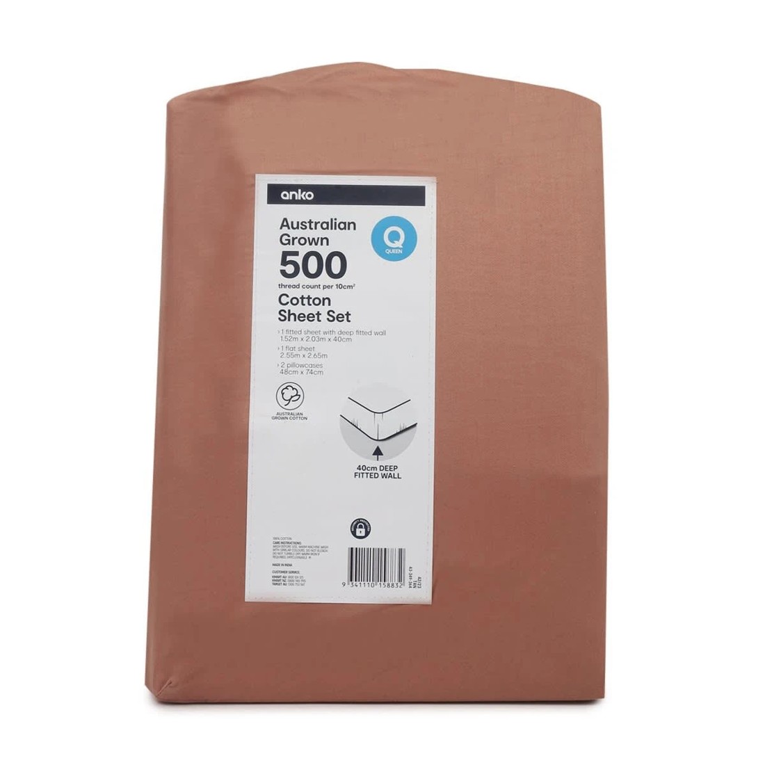 7 500 Thread Count Australian Grown Cotton Sheet Set - Queen Bed, Tan, 7 of 7