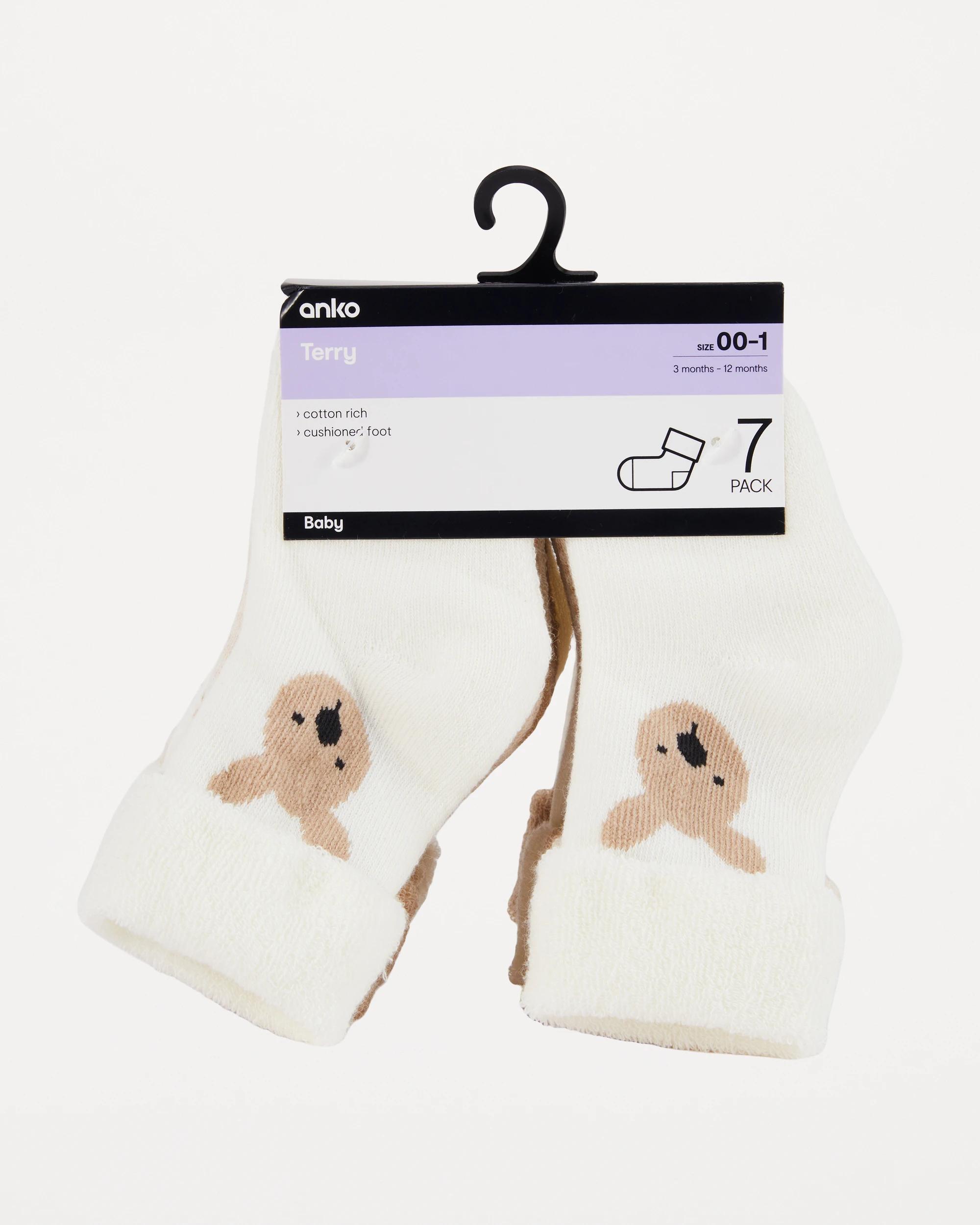 3 7 Pack Cotton Terry Socks Bge Aus, 3 of 3