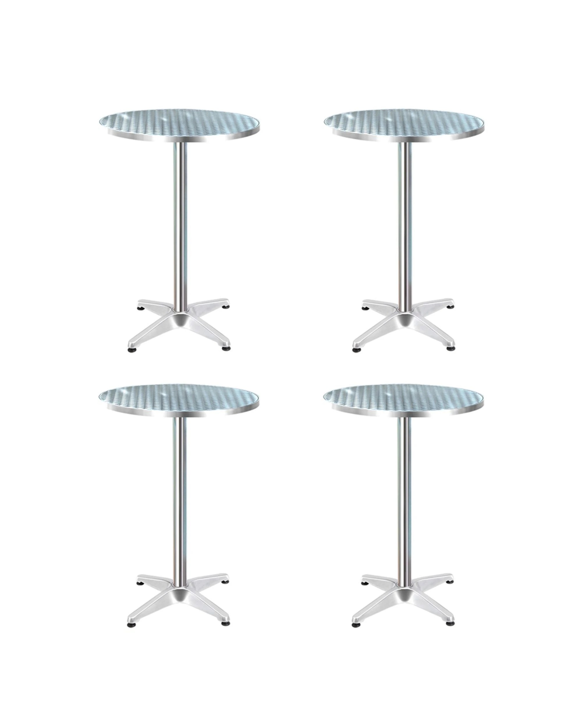 1 Gardeon Set of 4 Outdoor Bar Table Aluminium Round 70/110CM - Silver, 1 of 4