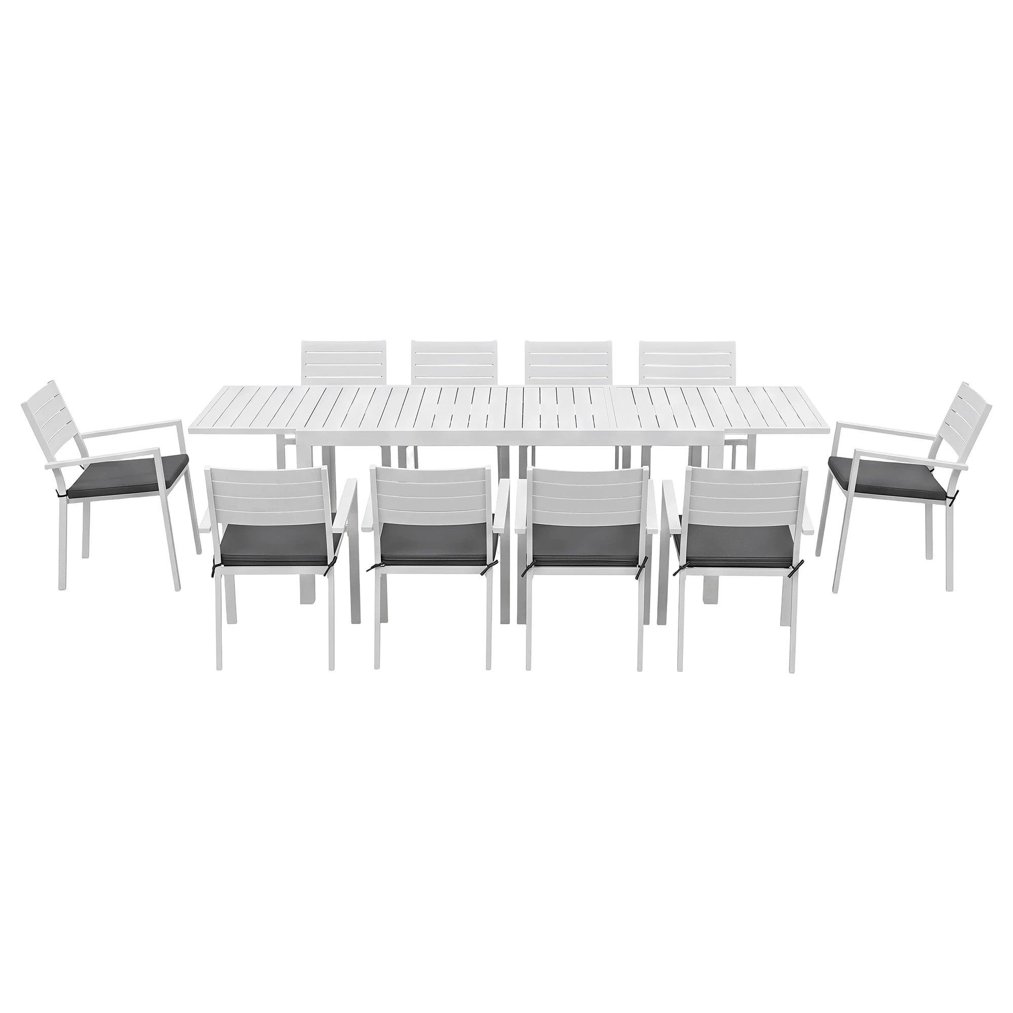 3 Gardeon Outdoor Dining Set 11PCS Aluminum Extendable Table and Chairs Patio Furniture - White, 3 of 9