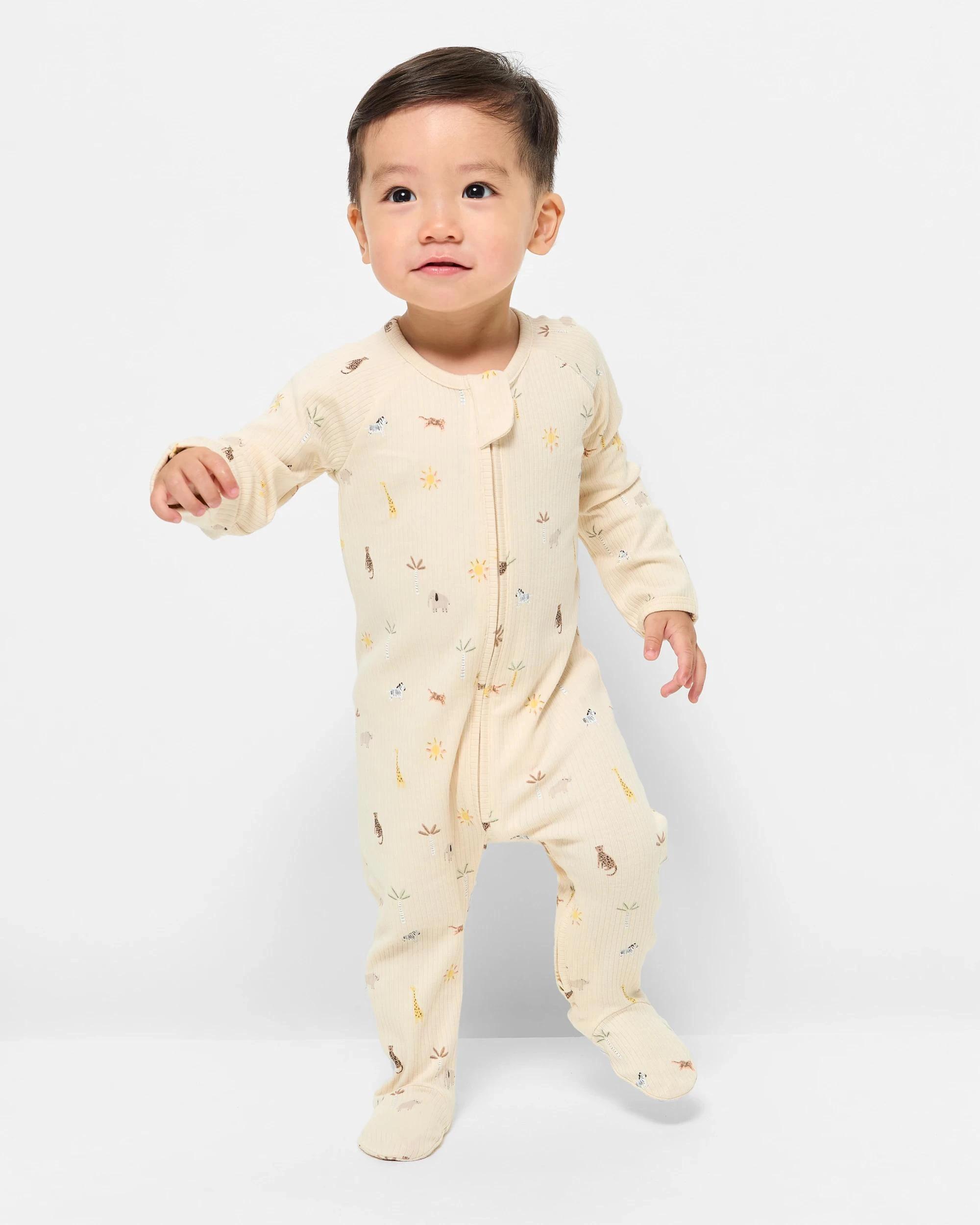1 Target Baby Organic Cotton Rib Zip Coverall SAFARI ANIMAL, 1 of 4