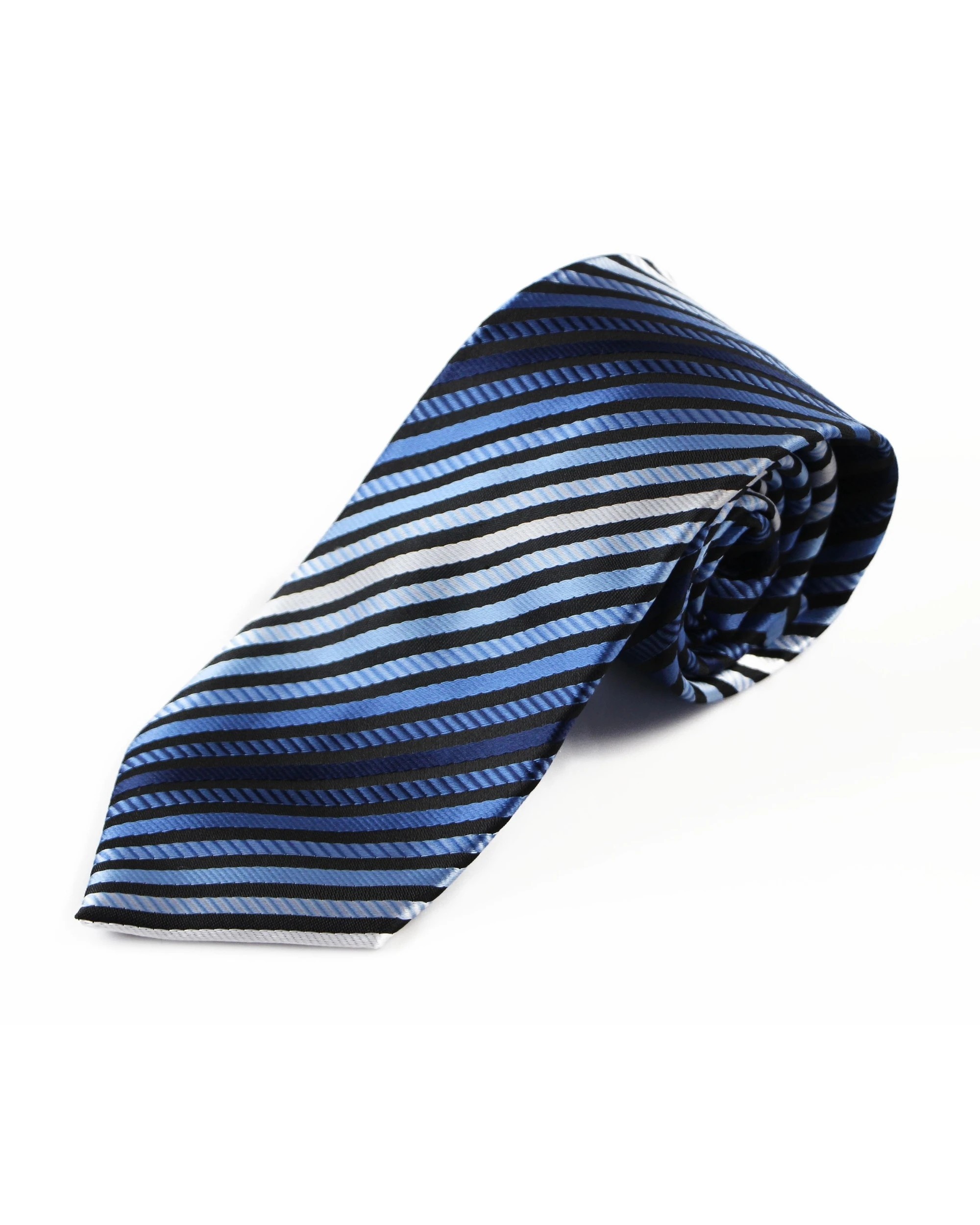 2 Zasel Mens Shades Of Blue Striped Patterned 8cm Neck Tie - Multi, 2 of 3