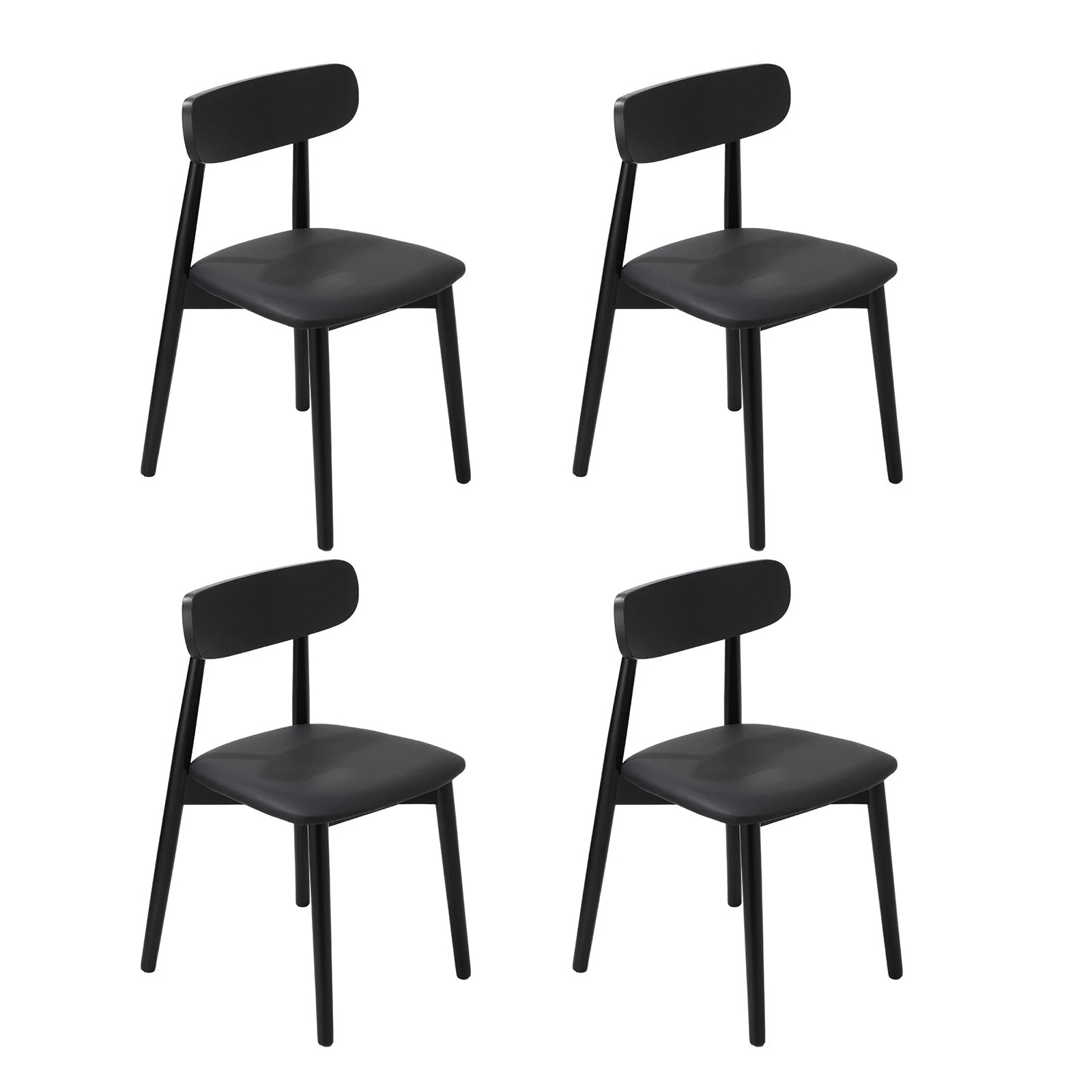 9 Oikiture 5PCS Dining Table Set 100cm Round Table 4 Rubberwood Dining Chairs - Black, 9 of 9