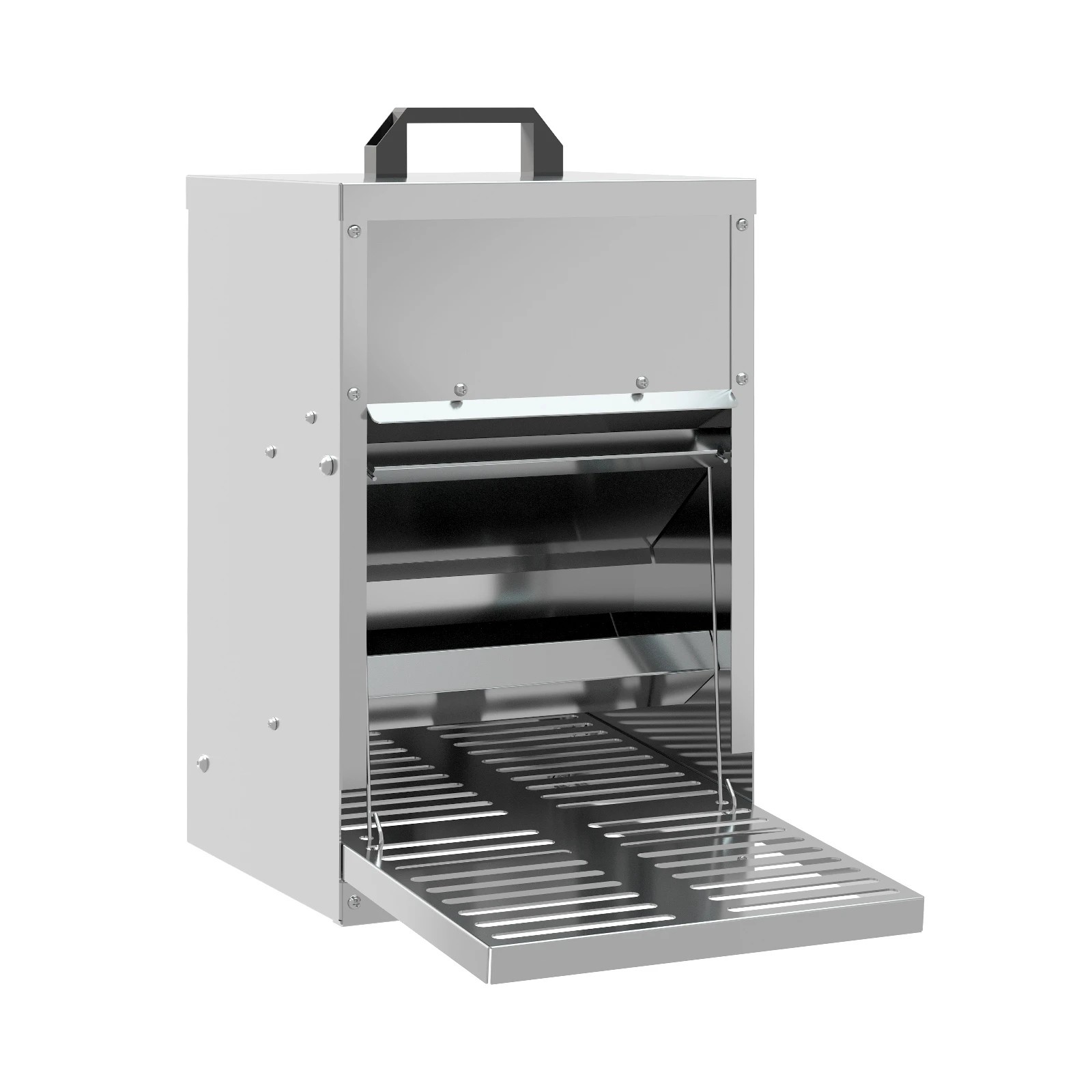 1 Alopet Automatic Chicken Feeder Auto Coop Chick Treadle Self Opening 5kg - Silver, 1 of 9