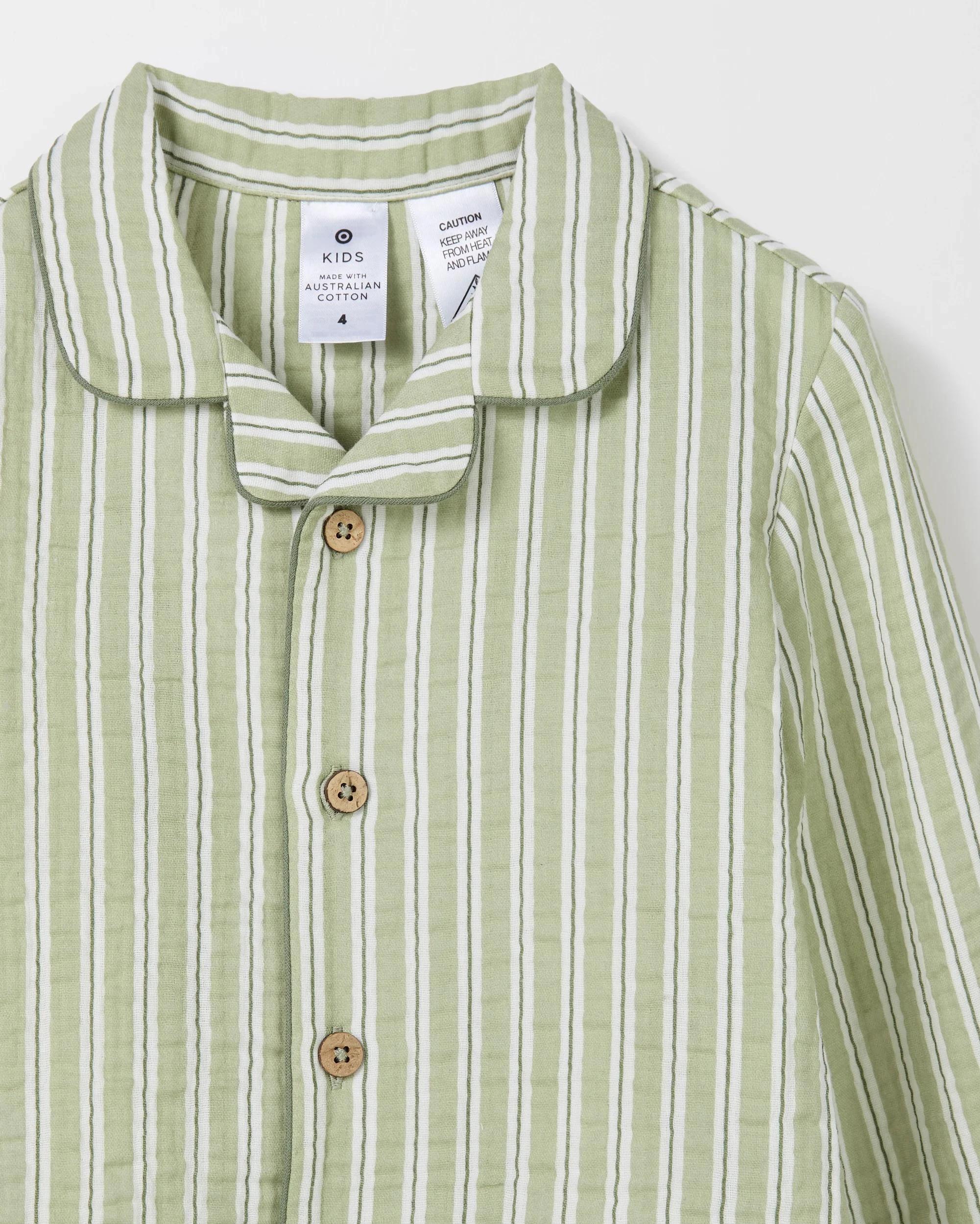 6 Target Kids Australian Cotton Younger Boys Double Cloth Woven Pyjama Set STRIPE, 6 of 8