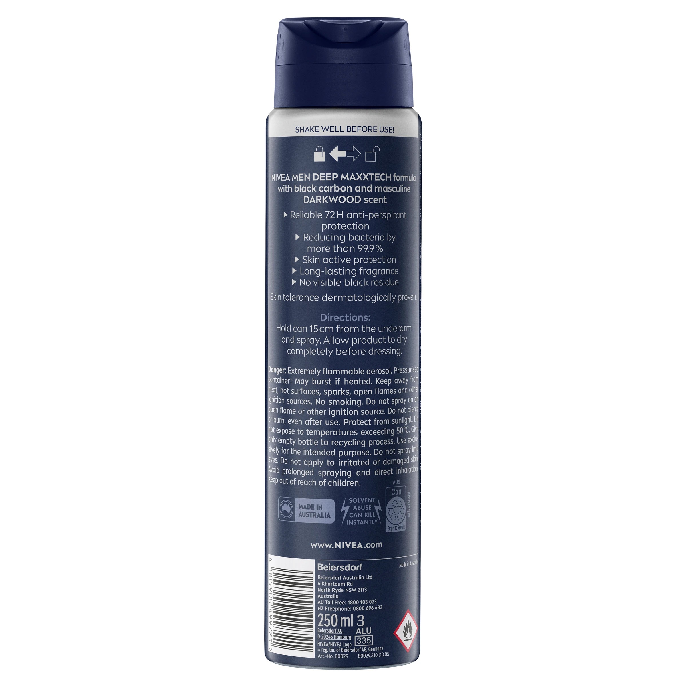 2 Nivea Men Deep Darkwood Anti-Perspirant Aerosol Deodorant 250ml, 2 of 9