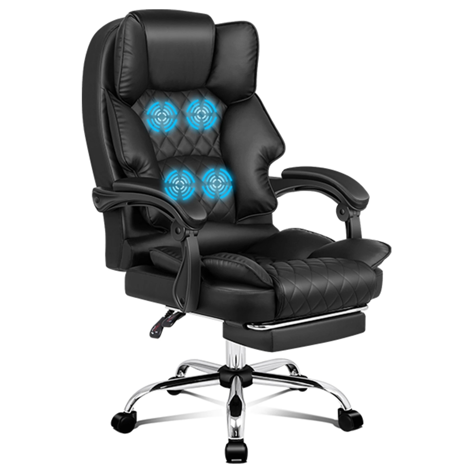 1 Alfordson Massage Office Chair Executive Recliner Gaming Computer Seat Leather - Black, 1 of 10