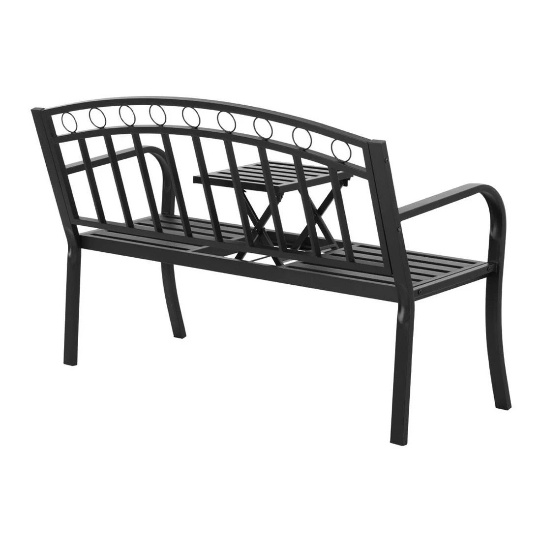 3 Gardeon Outdoor Garden Bench Seat Loveseat Steel Foldable Table Patio Furniture - Black, 3 of 6