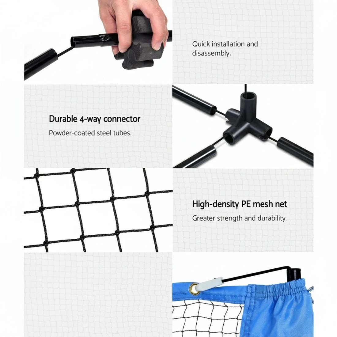 6 Everfit 3m Badminton Tennis Net Portable Volleyball Kit Adjustable Height - Blue, 6 of 7