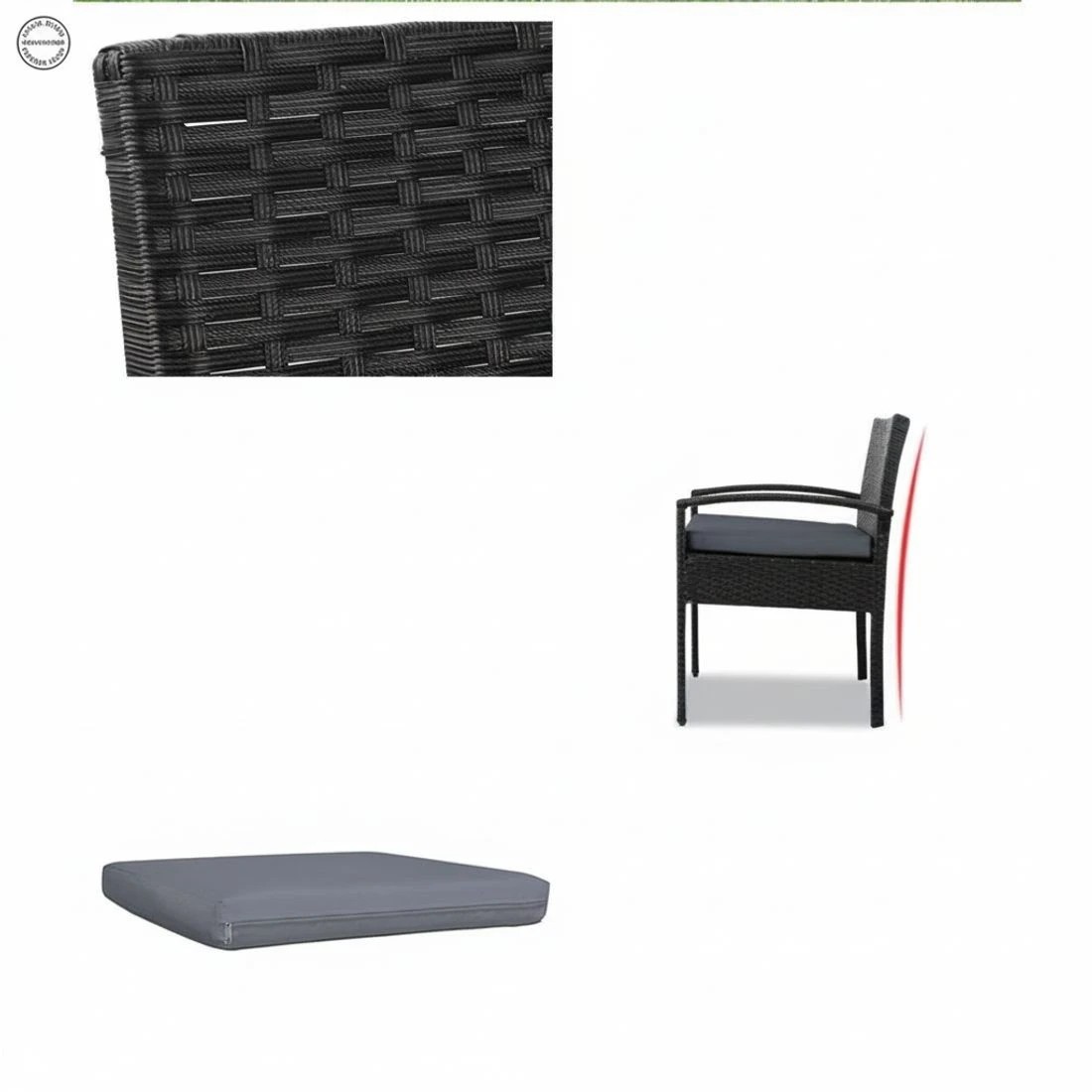 4 Gardeon Outdoor Dining Chairs Patio Furniture Rattan Lounge Chair Cushion - Black, 4 of 4