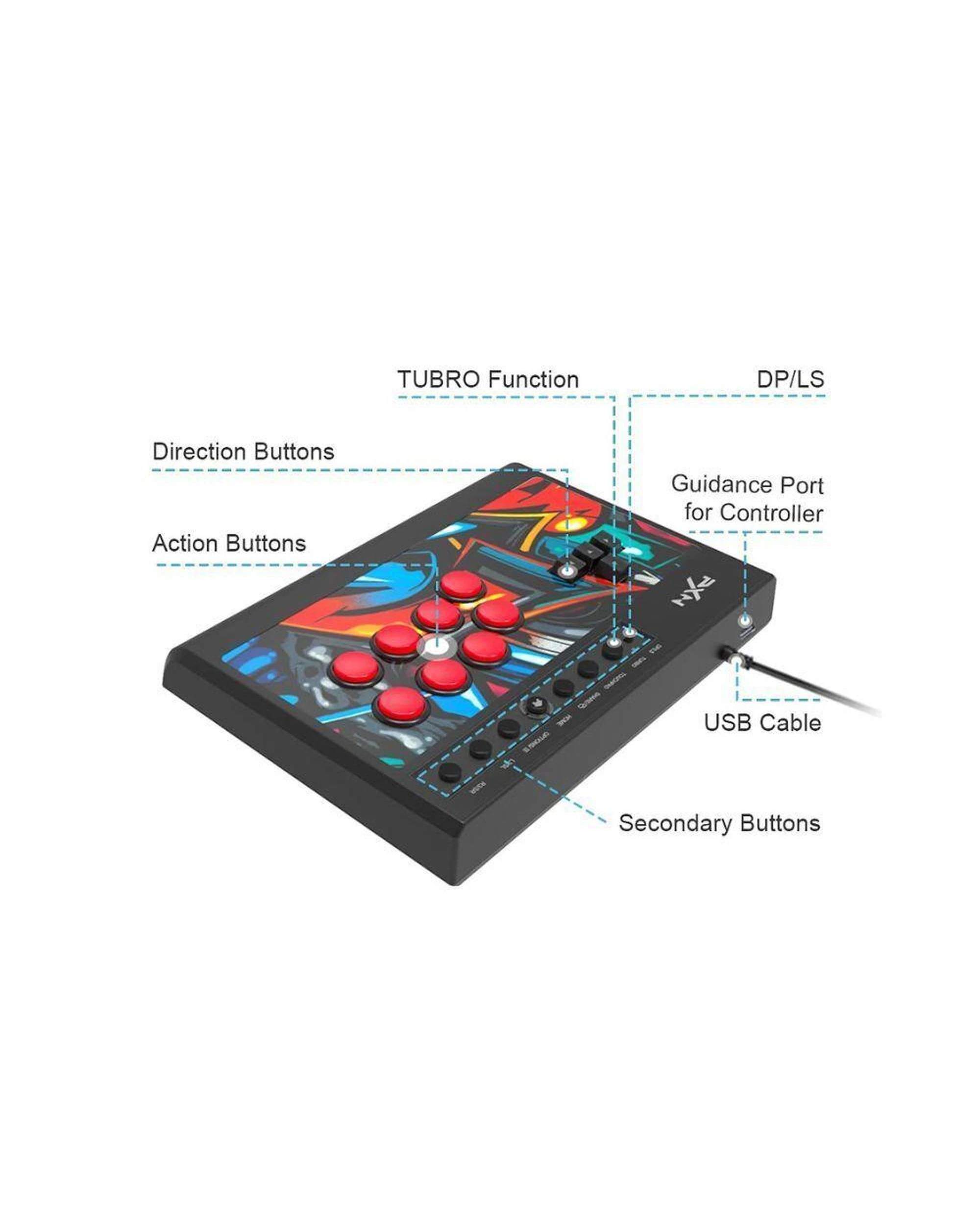 4 PXN-X8 Gaming Keyboard Controller Black Arcade Fighting Box USB Style PC  Android PS3 PS4 Xbox One, 4 of 10