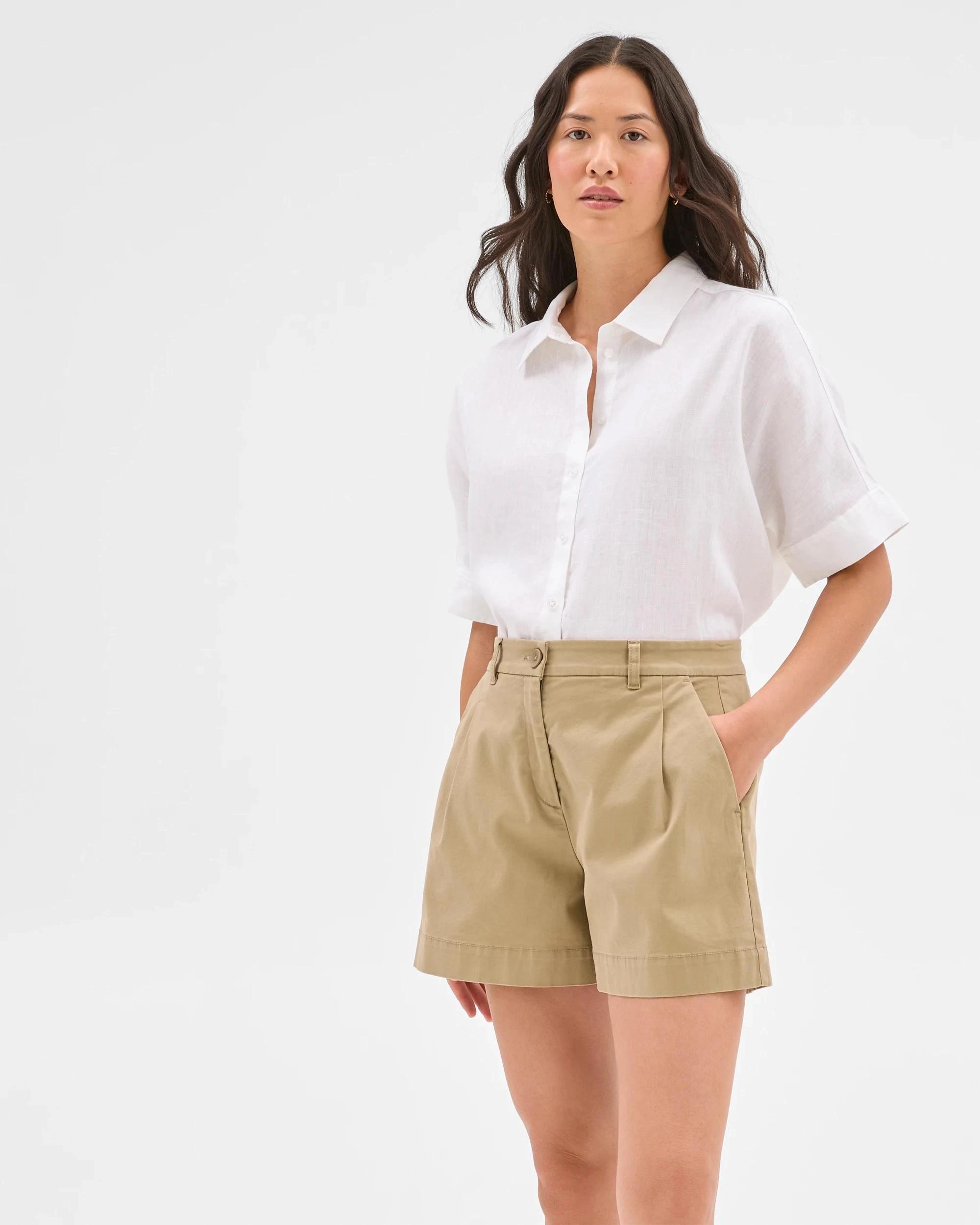 6 Target Australian Cotton Pleat Front Shorts QUINOA, 6 of 6