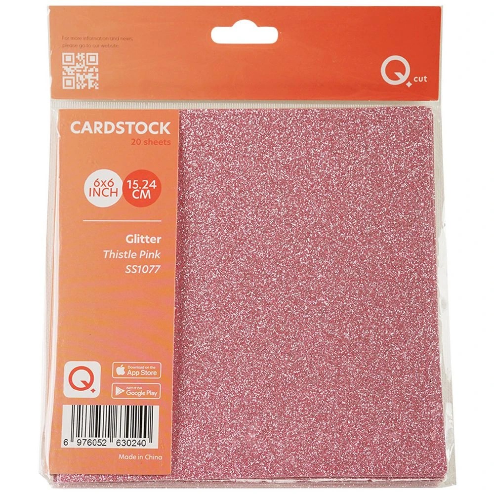 1 Qcut Specialty Cardstock Thistle Pink Glitter 20 Pack, 1 of 2
