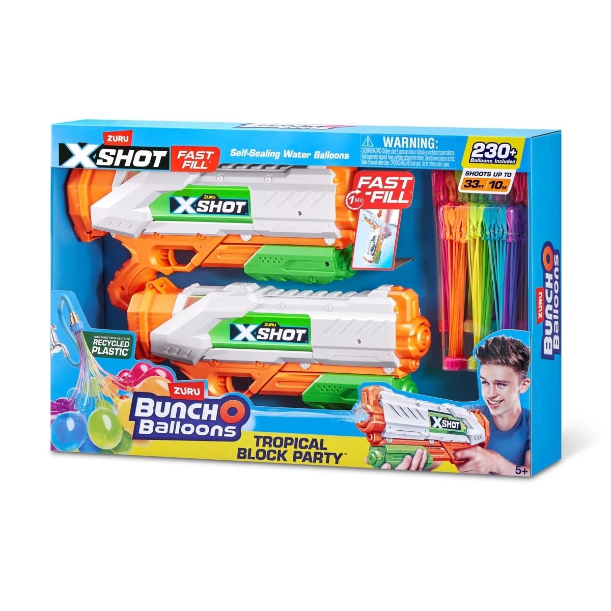 6 Zuru X-Shot Bunch O Balloons Tropical Block Party Blaster and Self-Sealing Water Balloons Set, 6 of 12