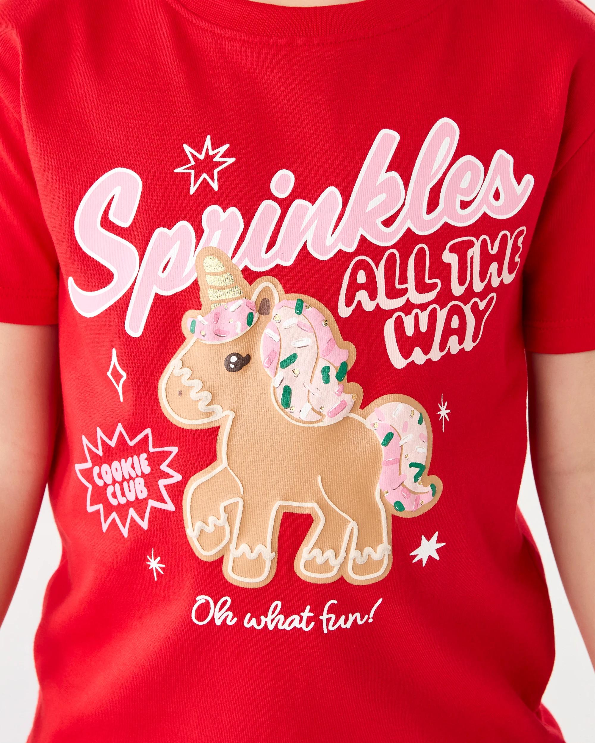4 Christmas Print T-shirt Red Uncrn, 4 of 6