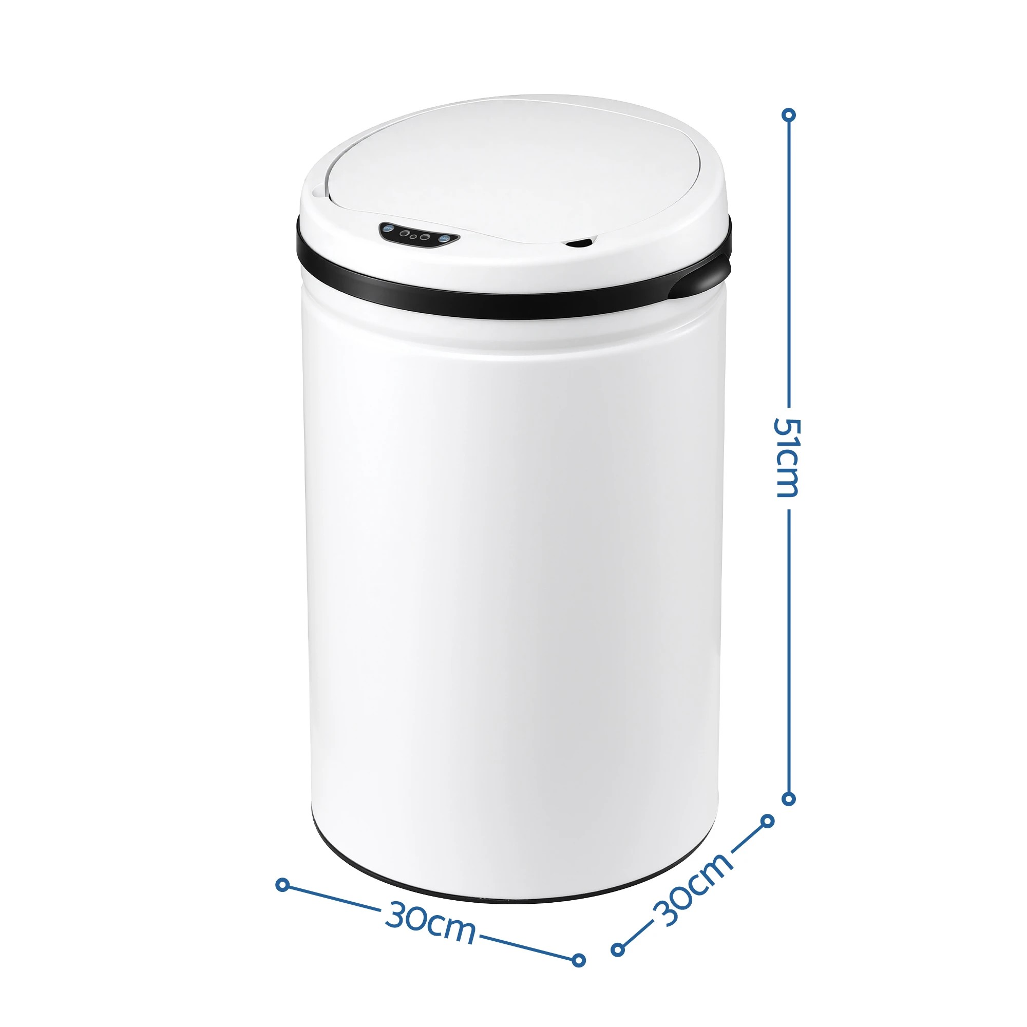 2 Devanti 30L Sensor Bin Automatic Touchless Trash Can Garbage Rubbish - White, 2 of 9