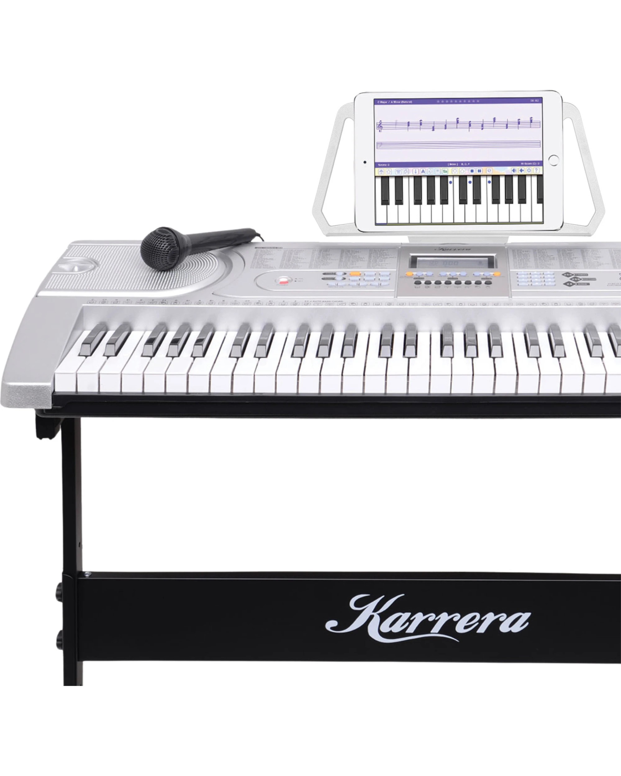 6 Karrera 61 Keys Electronic LED Keyboard Piano with Stand in Silver - Silver, 6 of 8
