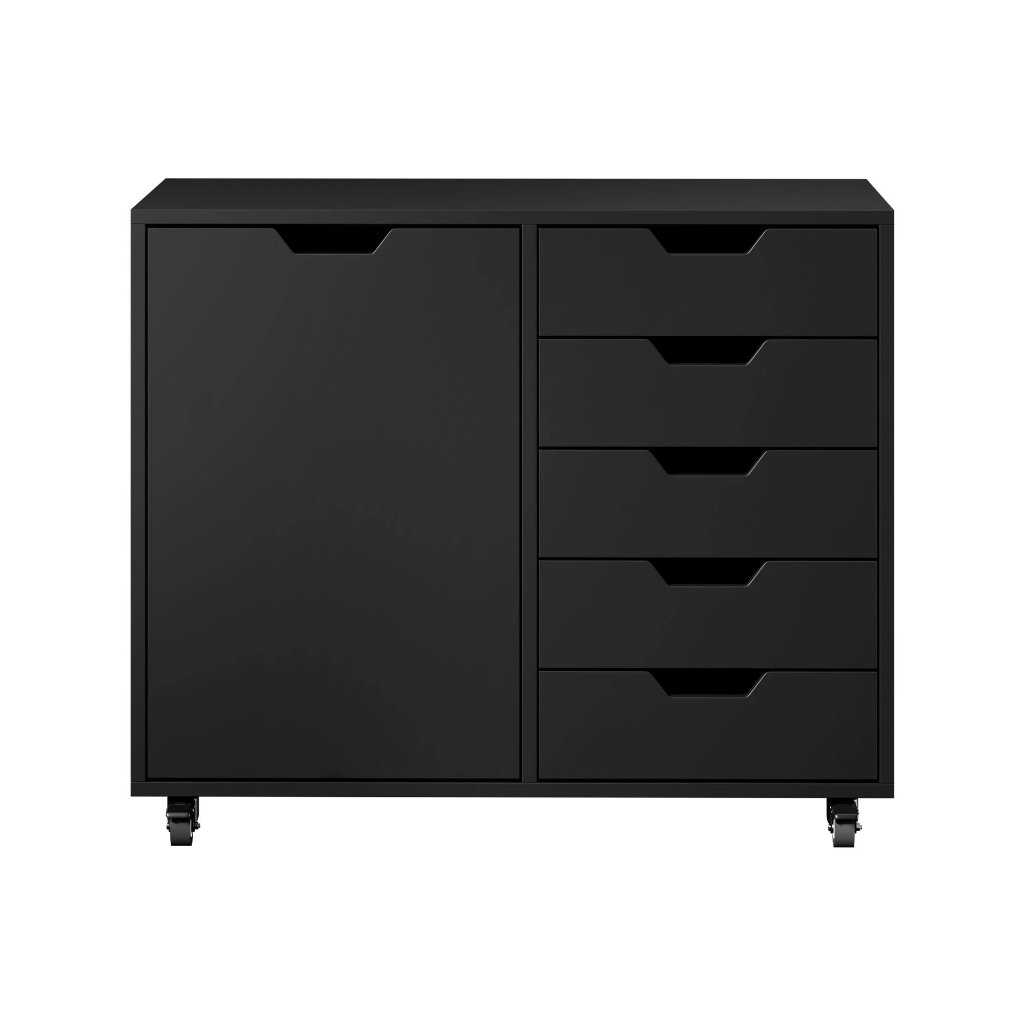 6 Oikiture Filing Cabinet 1 Door 5 Drawer Mobile Office Storage Cabinet - Black, 6 of 8