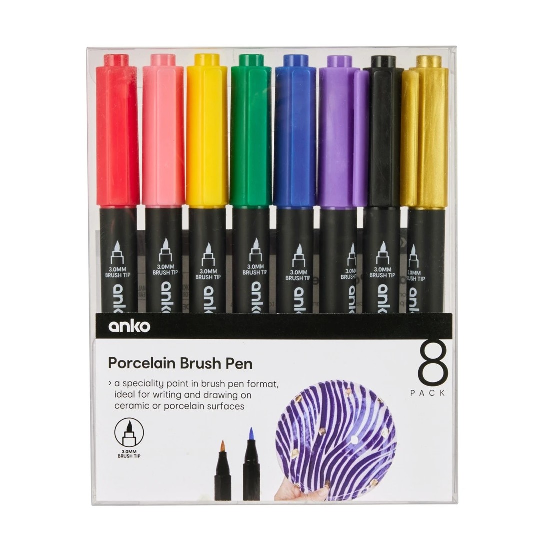 1 8 Pack Porcelain Brush Pens, 1 of 4