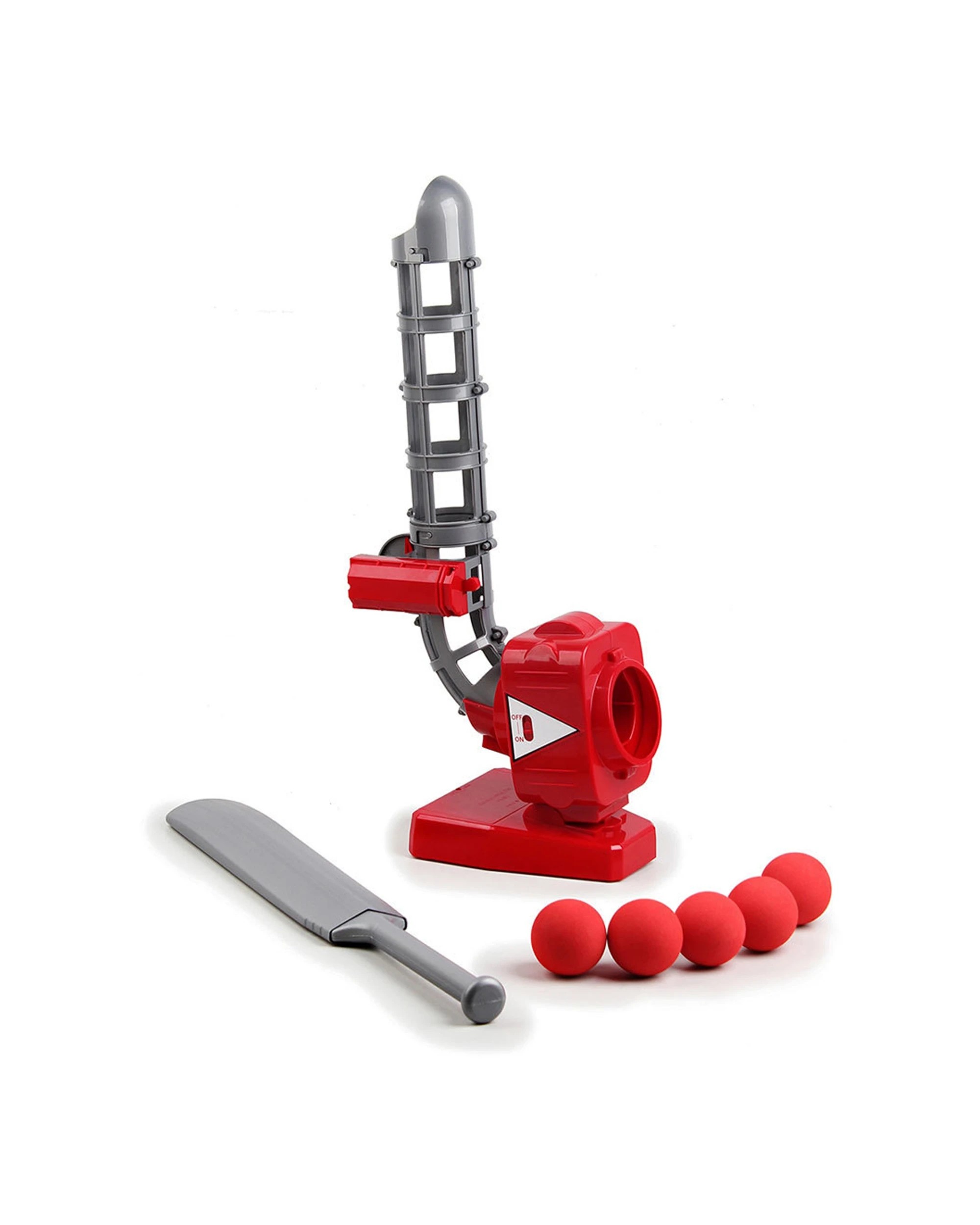 2 Lenoxx Cricket Ball Pitcher Battery Operated Soft Ball Launcher Toy Kids Outdoors Red Grey Plastic - Red, 2 of 5