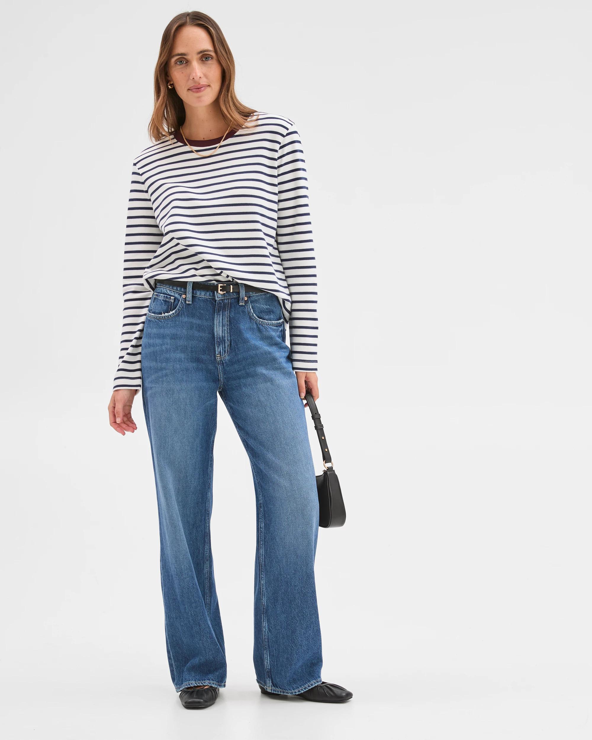 5 Target Woman Australian Cotton Classic Long Sleeve Crew Neck T-Shirt CLOUD DANCER, 5 of 7