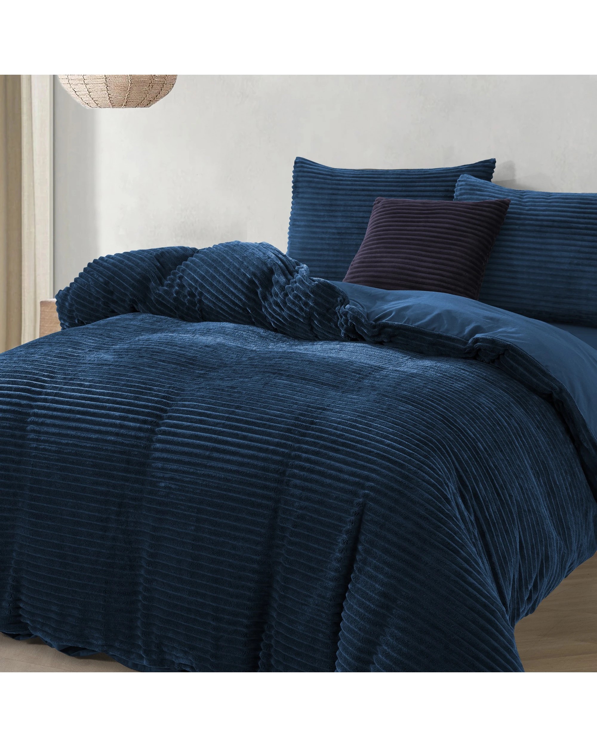 3 Dreamaker Signature Embossed Corduroy Fleece Quilt Cover Set - King Single Bed - Teal, 3 of 8